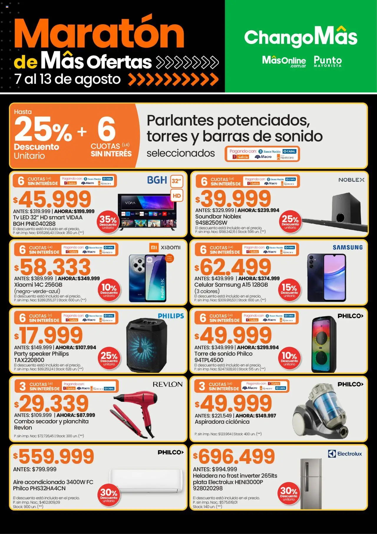 Changomas ofertas │ válido desde el 07.08.2025 | Página: 4 | Productos: Banco, Aire acondicionado, Aspiradora, Heladera