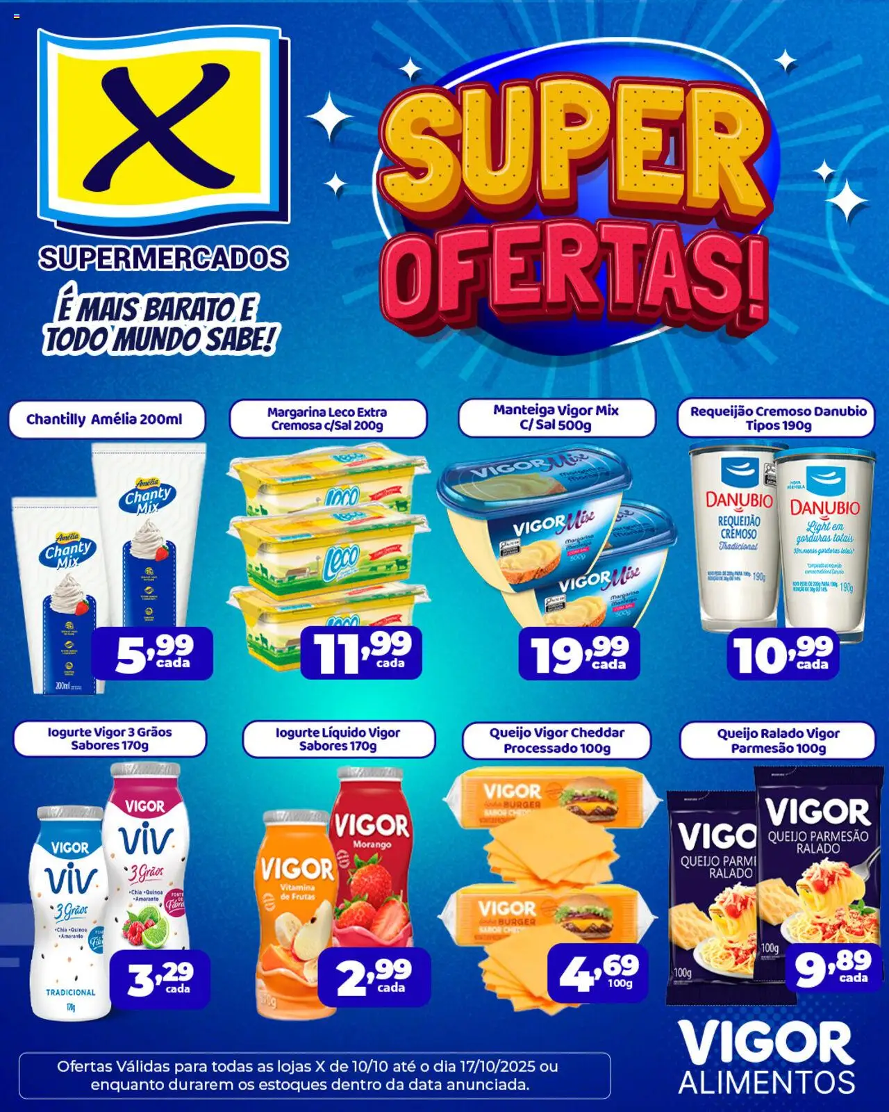 X Supermercados Folheto - válido de 10.10.2025 | Página: 1 | Produtos: Queijo ralado, Cheddar, Queijo parmesão, Requeijão