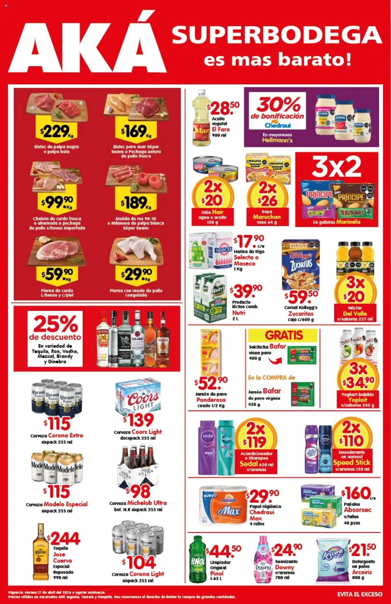 Nuevas ofertas de Arteli válidas en toda la República Mexicana desde el 17.04.2026. ¡Encuentra las mejores ofertas en Arteli folleto Aká Superbodegas Foraneas! | Página: 1 | Productos: Desodorante, Milanesa, Jamón, Acondicionador