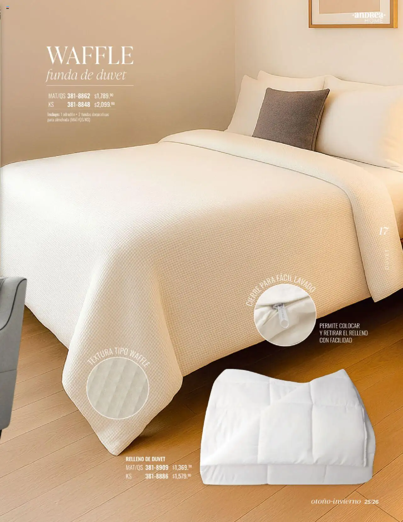 Nuevas ofertas de Andrea válidas en toda la República Mexicana desde el 24.08.2025. ¡Encuentra las mejores ofertas en Andrea - Catálogo Home - Otoño / Invierno! | Página: 17 | Productos: Funda, Almohada