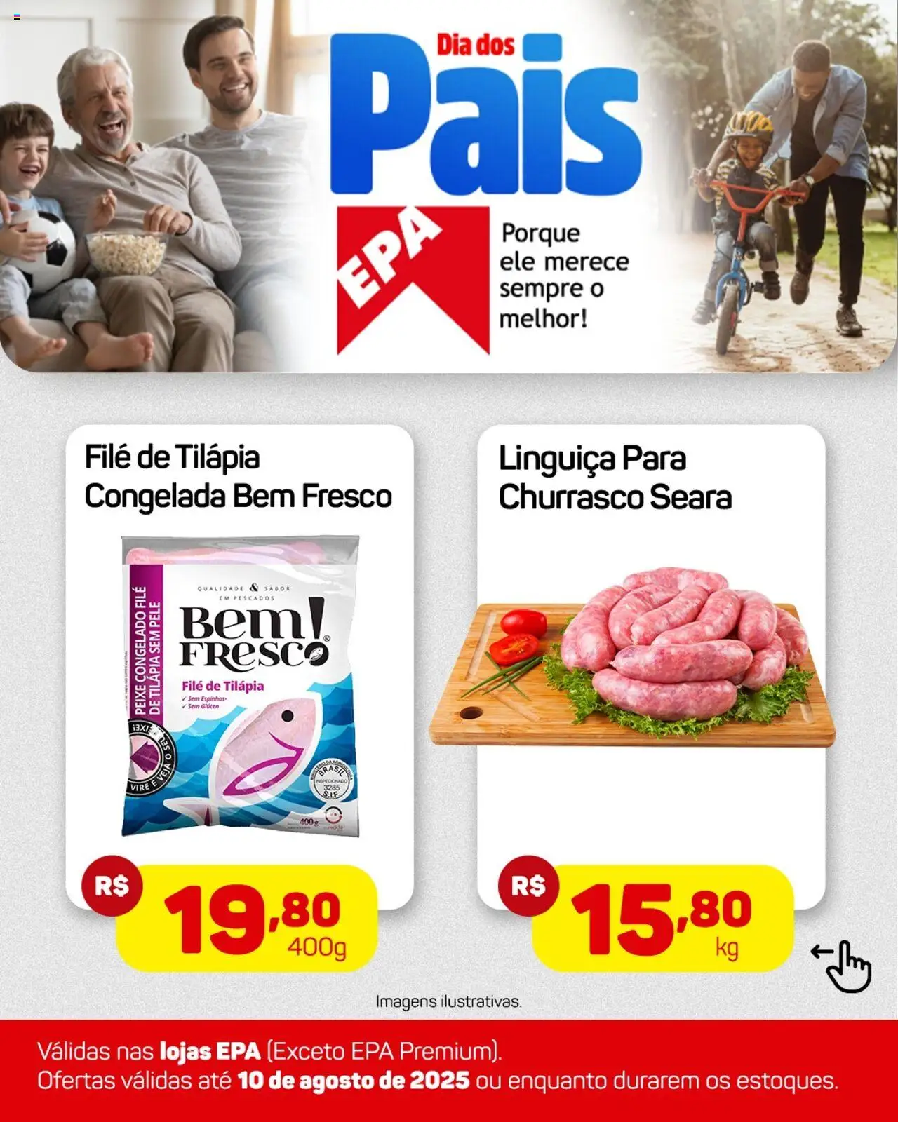 EPA Folheto - válido de 04.08.2025 | Página: 2 | Produtos: Linguiça, Tilápia, Peixe, Filé de tilápia