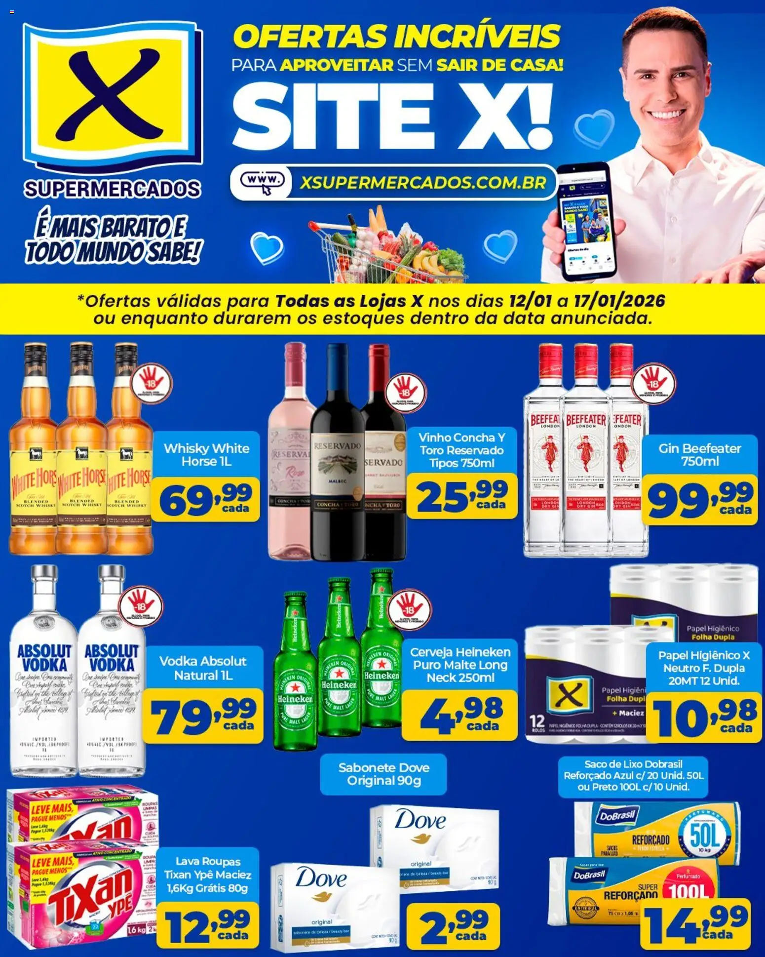 X Supermercados Folheto - válido de 12.01.2026 | Página: 2 | Produtos: Vinho, Cerveja, Gin, Sabonete