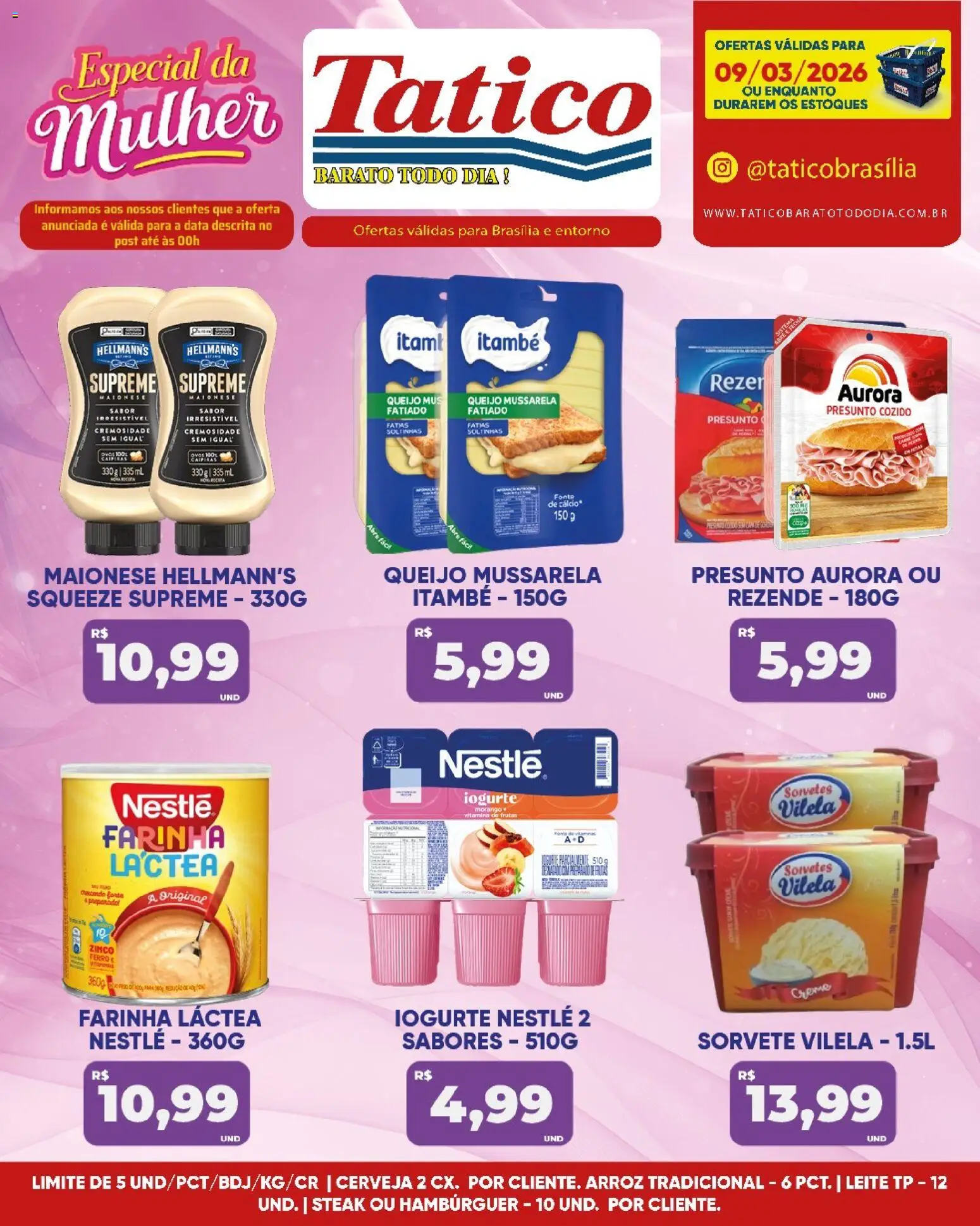 Tatico Folheto - válido de 09.03.2026 | Página: 6 | Produtos: Farinha láctea, Creme, Maionese, Mussarela