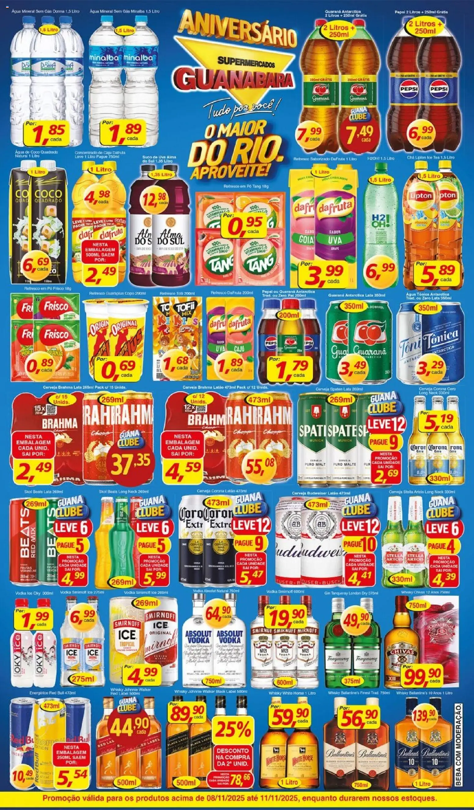 Supermercados Guanabara Folheto - válido de 08.11.2025 | Página: 7 | Produtos: Pó, Guaraná, Ice tea, Vodka