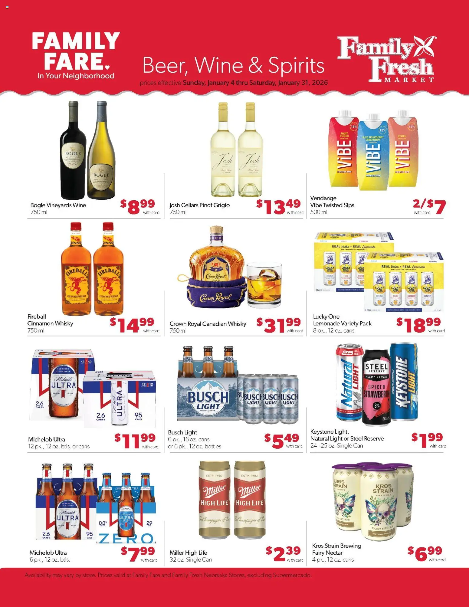 Family Fare Weekly Ad - valid from 25.01.2026 | Page: 14 | Products: Wine, Beer, Beet, Peach