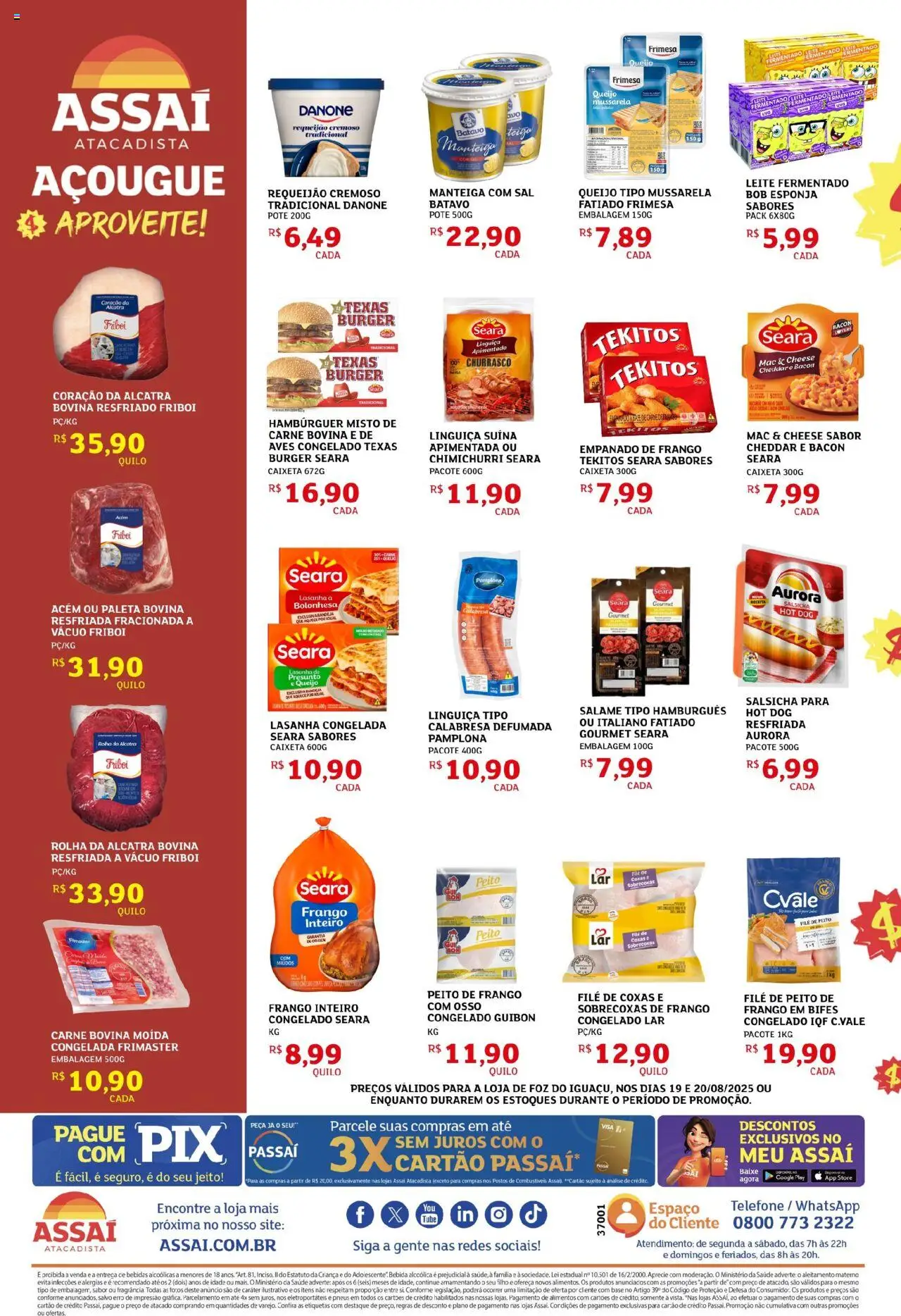 Assaí Atacadista Folheto - válido de 19.08.2025 | Página: 2 | Produtos: Acém, Leite, Manteiga, Base