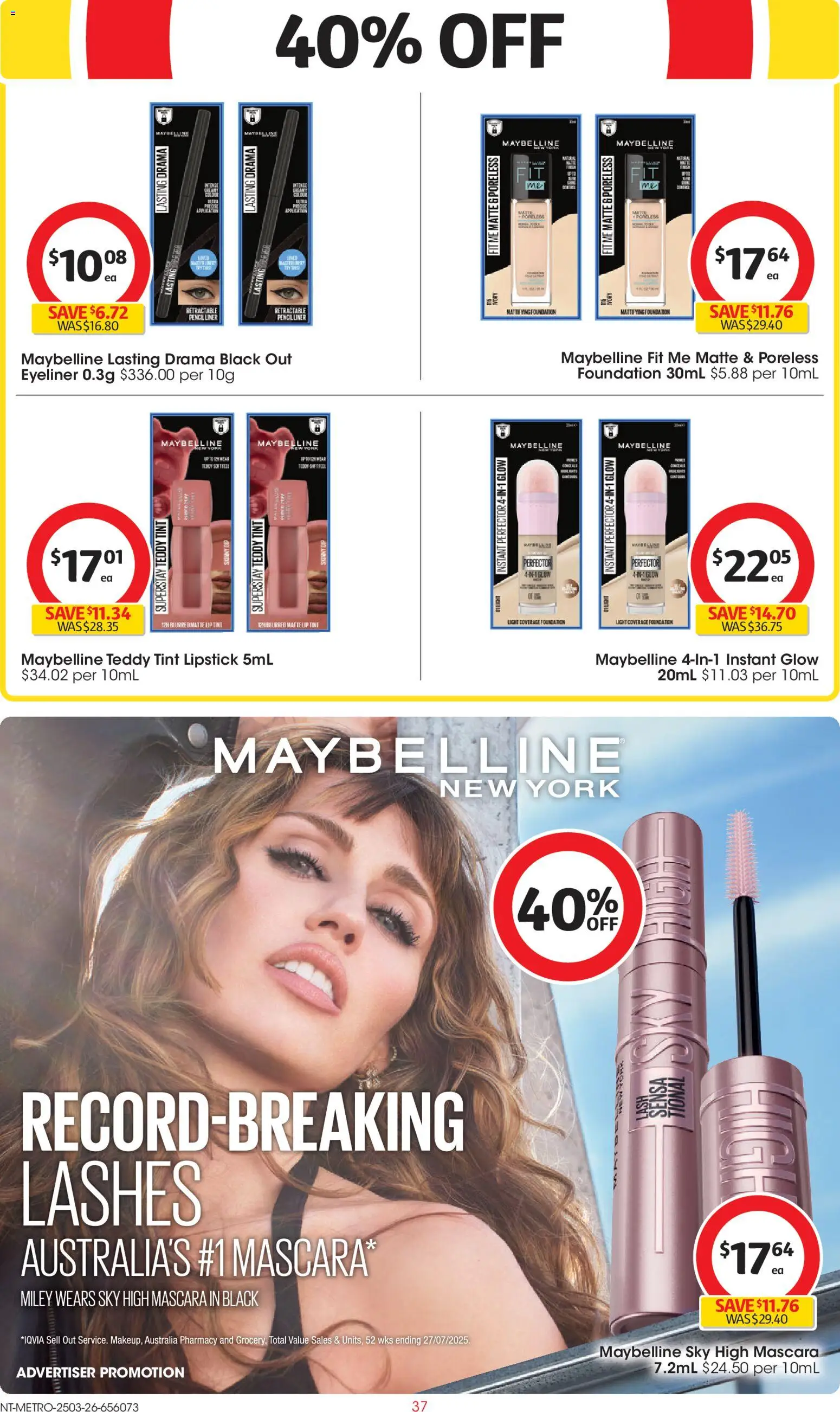 Coles catalogue - valid from 25.03.2026 | Page: 37 | Products: Mascara, Eyeliner, Lipstick, Lip tint