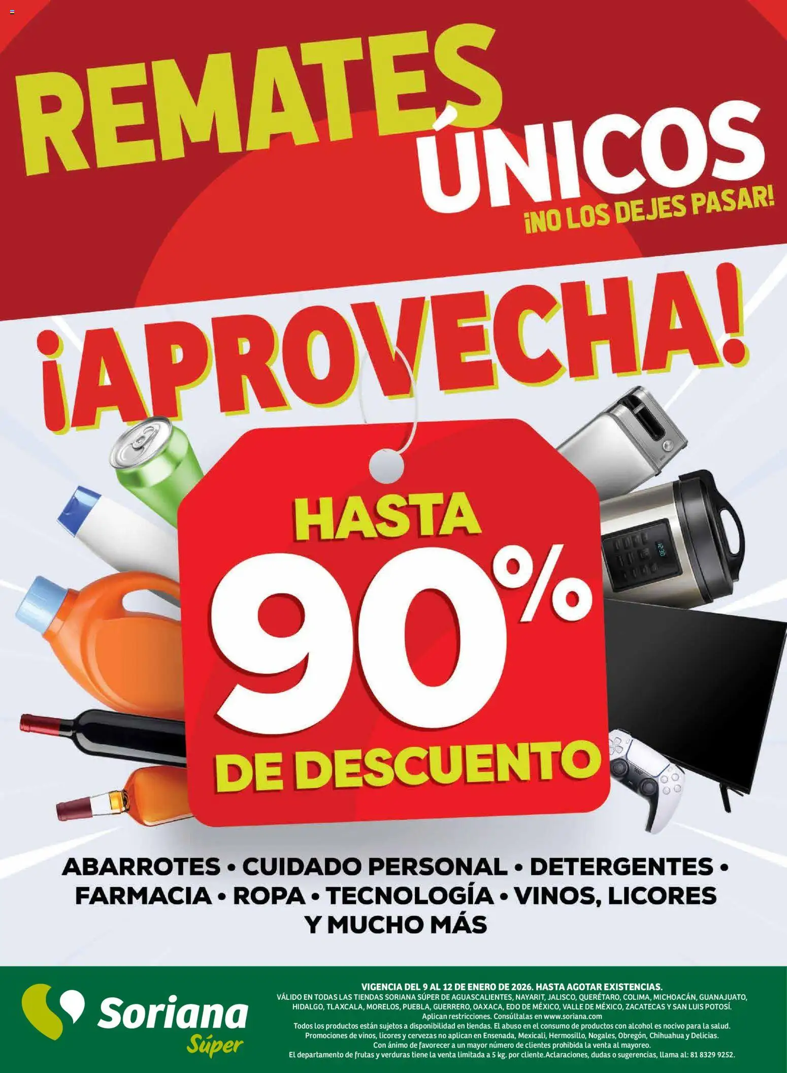 Nuevas ofertas de Soriana válidas en toda la República Mexicana desde el 08.01.2026. ¡Encuentra las mejores ofertas en Soriana - Fin de Semana Súper:  Ags, Nay, Jal, Qro, Col, Mich, Gto, Hgo, Tlax, Mor, Pue, Gro, Oax, Edo. de Mex, Valle de México, Zac y SLP (1)! | Página: 6 | Productos: Ropa