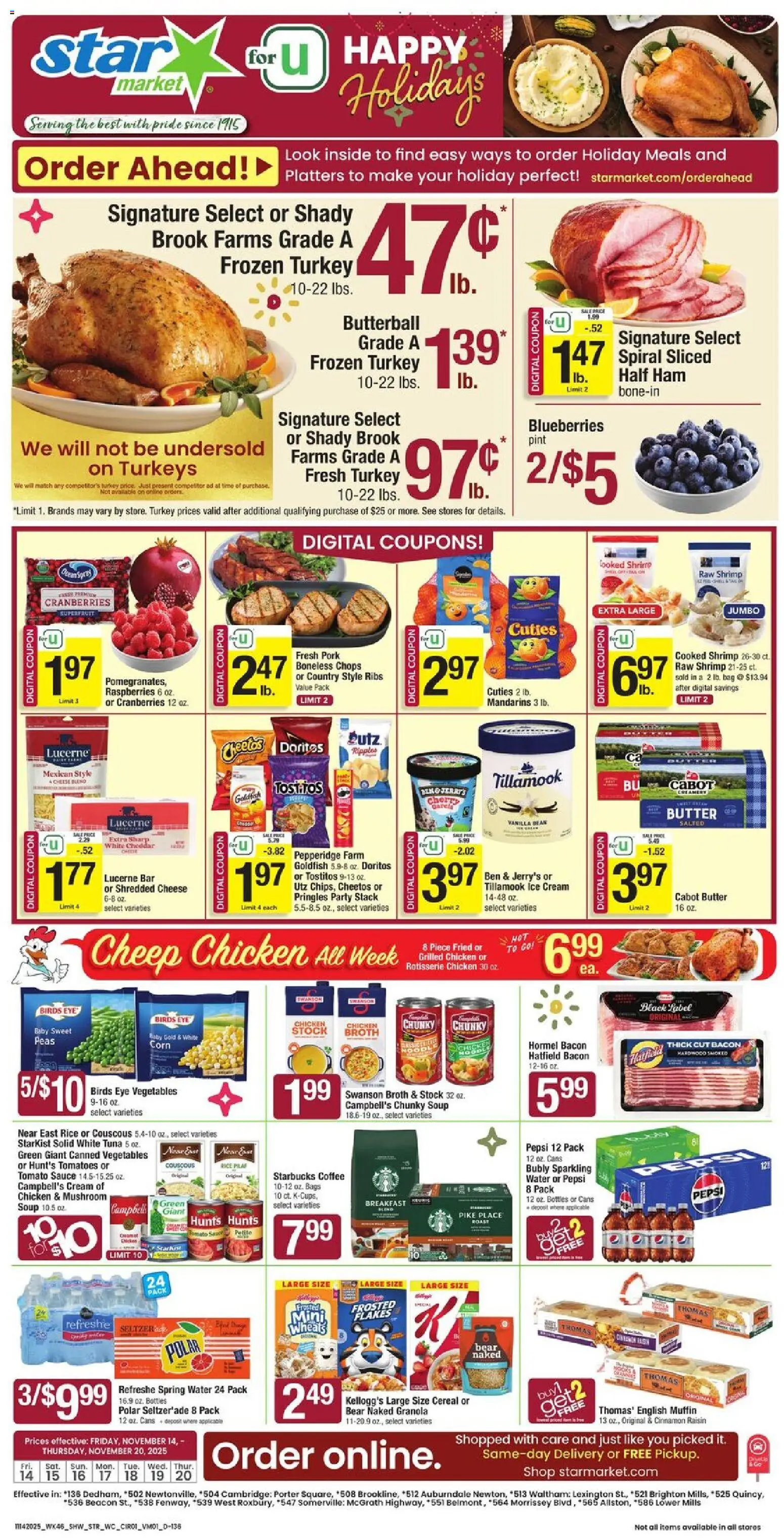 Star Market Weekly Ad - MA - valid from 14.11.2025 | Page: 1 | Products: Butter, Rice, Cream, Blueberries