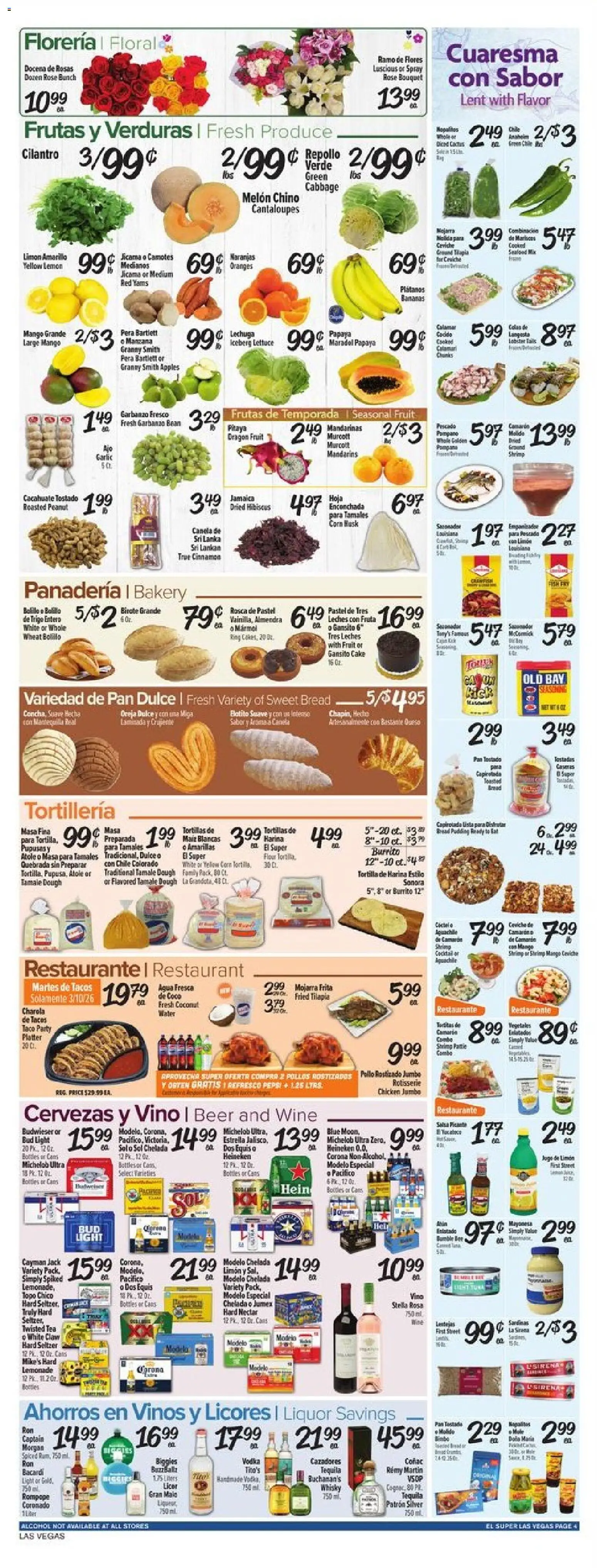 El Super Weekly Ad - NV - valid from 04.03.2026 | Page: 4 | Products: Ring, Wine, Bananas, Garlic