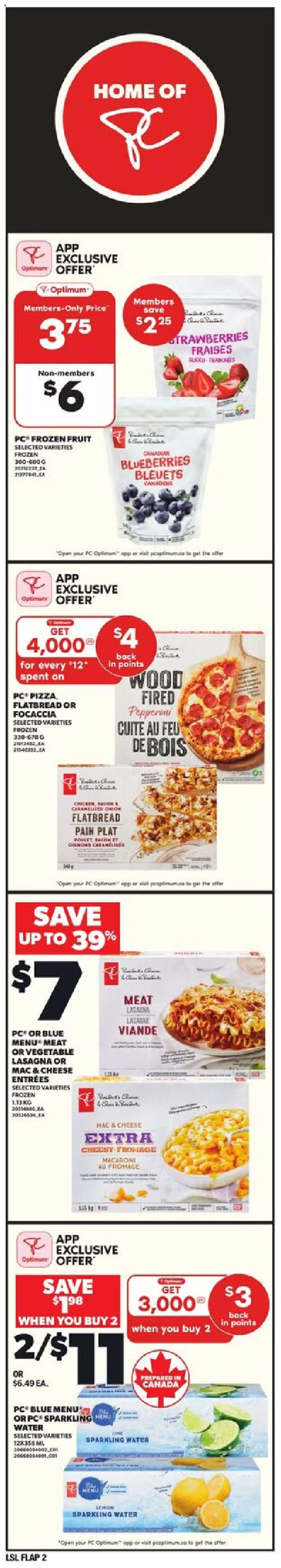 Loblaws flyer valid from 18.09.2025 | Page: 2 | Products: Strawberries, PC, Cheese, Pizza