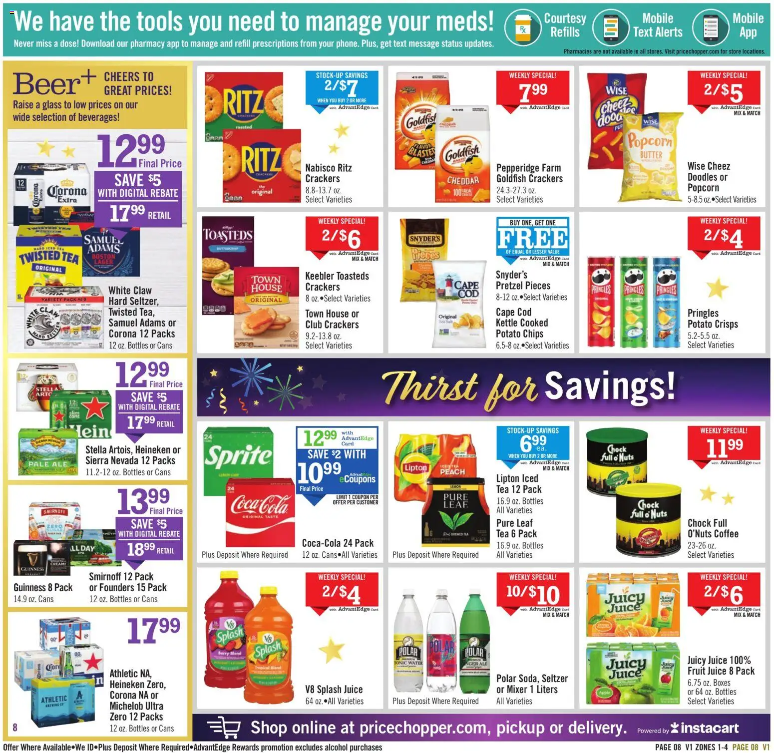 Price Chopper Weekly Ad - valid from 28.12.2025 | Page: 8 | Products: Juice, Chips, Water, Peach