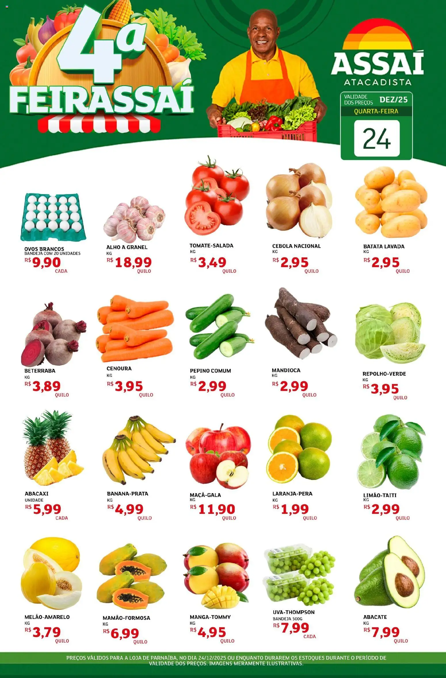 Assaí Atacadista Folheto - válido de 24.12.2025 | Página: 1 | Produtos: Alho, Ovos, Abacaxi, Batata