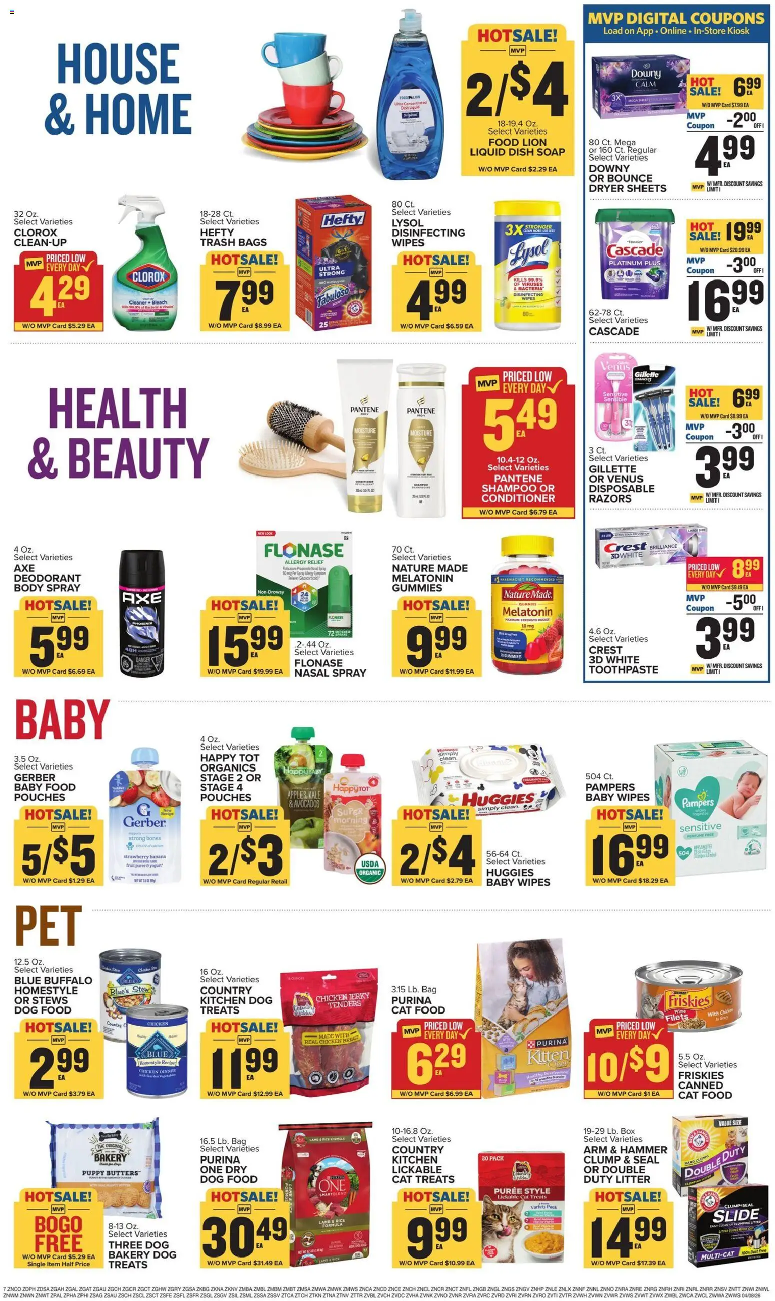 Food Lion Weekly Ad - valid from 08.04.2026 | Page: 8 | Products: Dog Food, Cat Food, Rice, Dryer