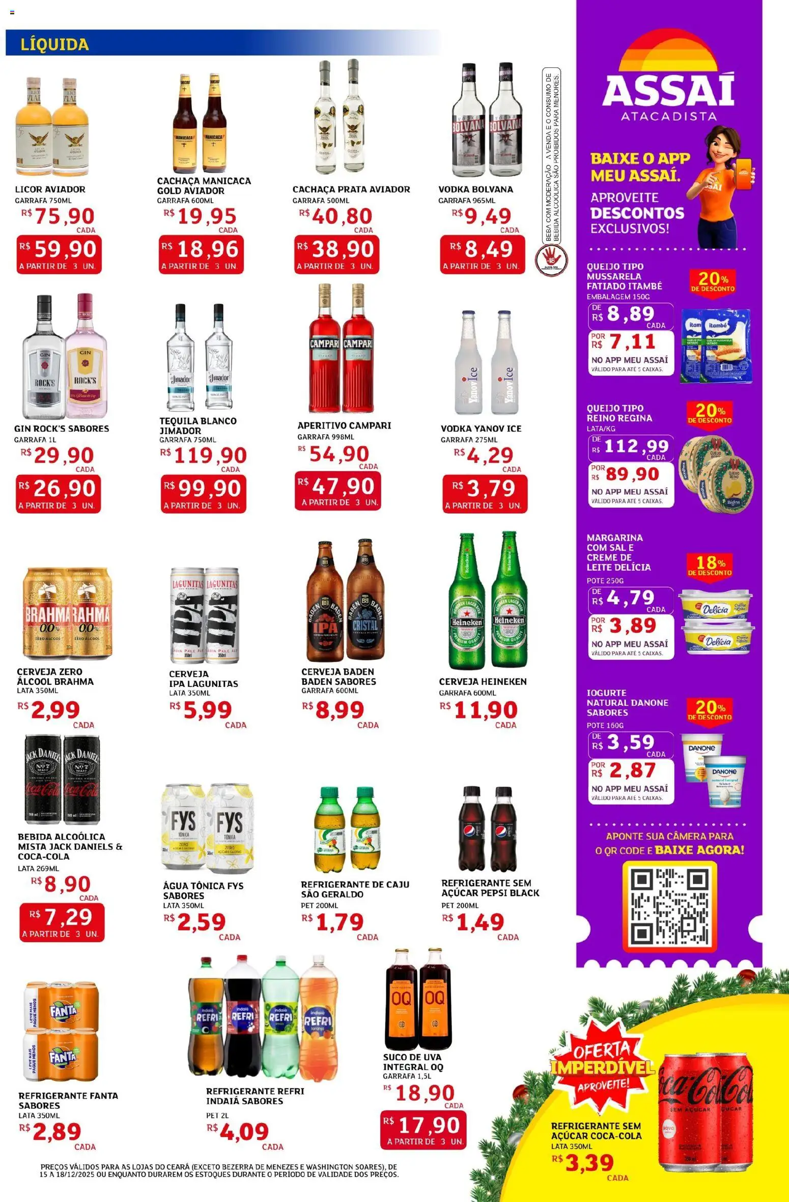 Assaí Atacadista Folheto - válido de 15.12.2025 | Página: 3 | Produtos: Queijo, Cerveja, Creme, Vodka