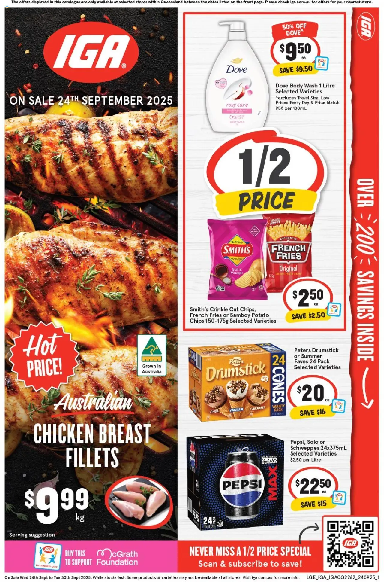 IGA catalogue - valid from 24.09.2025 | Page: 1 | Products: Chicken, Pepsi, Salt, Vinegar