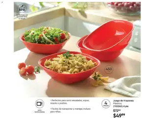 Vista previa de Juego de 4 tazones Plástico, Set of 4 plastic bowls, microwave safe, perfect for serving salads, soups, snacks or desserts. Easy to transport and handle, even for children., nuevo folleto de la tienda, válido en México a partir del 07.11.2025 | Página: 47