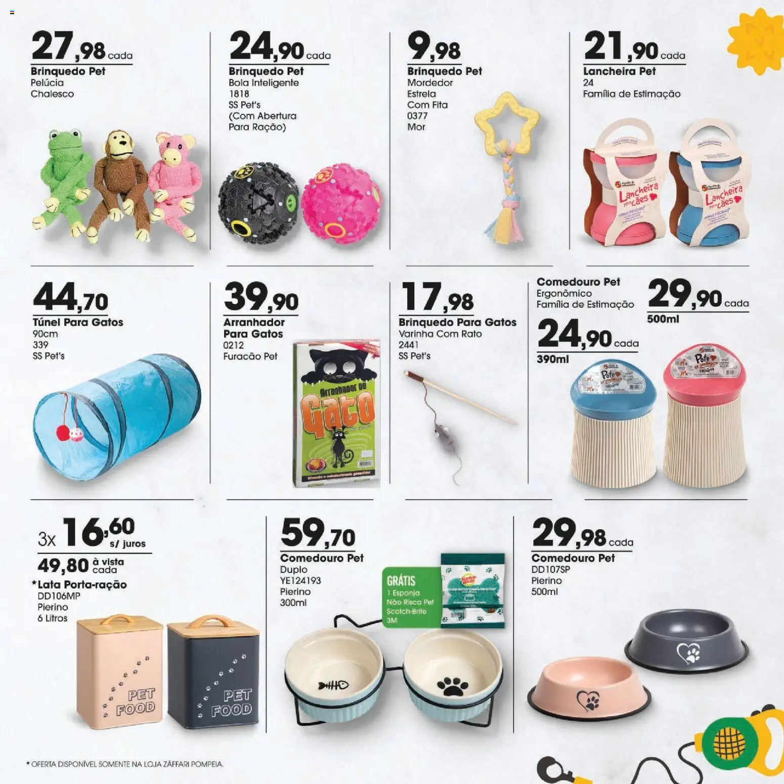 Zaffari Folheto - válido de 23.04.2026 | Página: 3 | Produtos: Esponja, Lancheira, Pelúcia, Comedouro