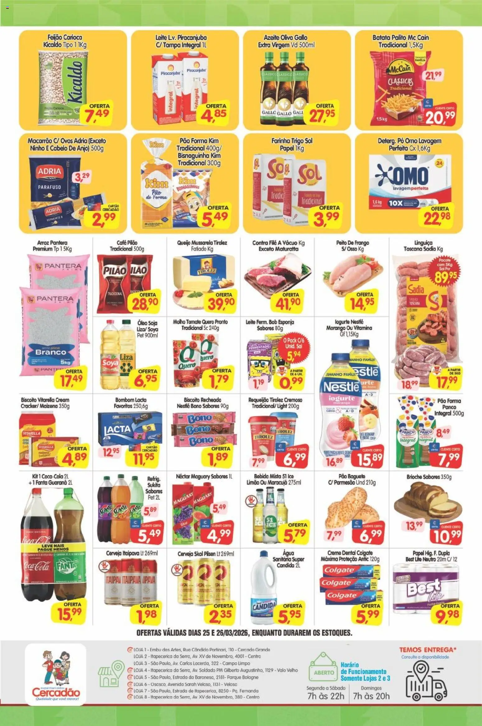 Cercadão Folheto - válido de 25.03.2026 | Página: 2 | Produtos: Feijão, Óleo, Bombom, Mussarela