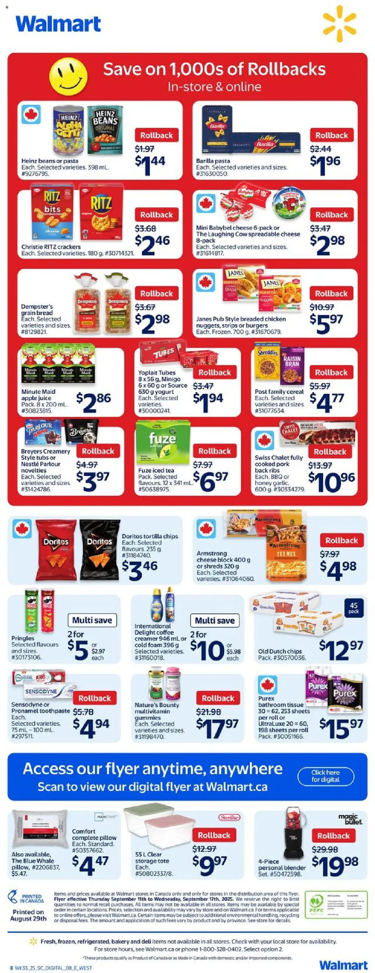 Walmart flyer valid from 11.09.2025 | Page: 2 | Products: Tea, Bakery, Juice, Chicken