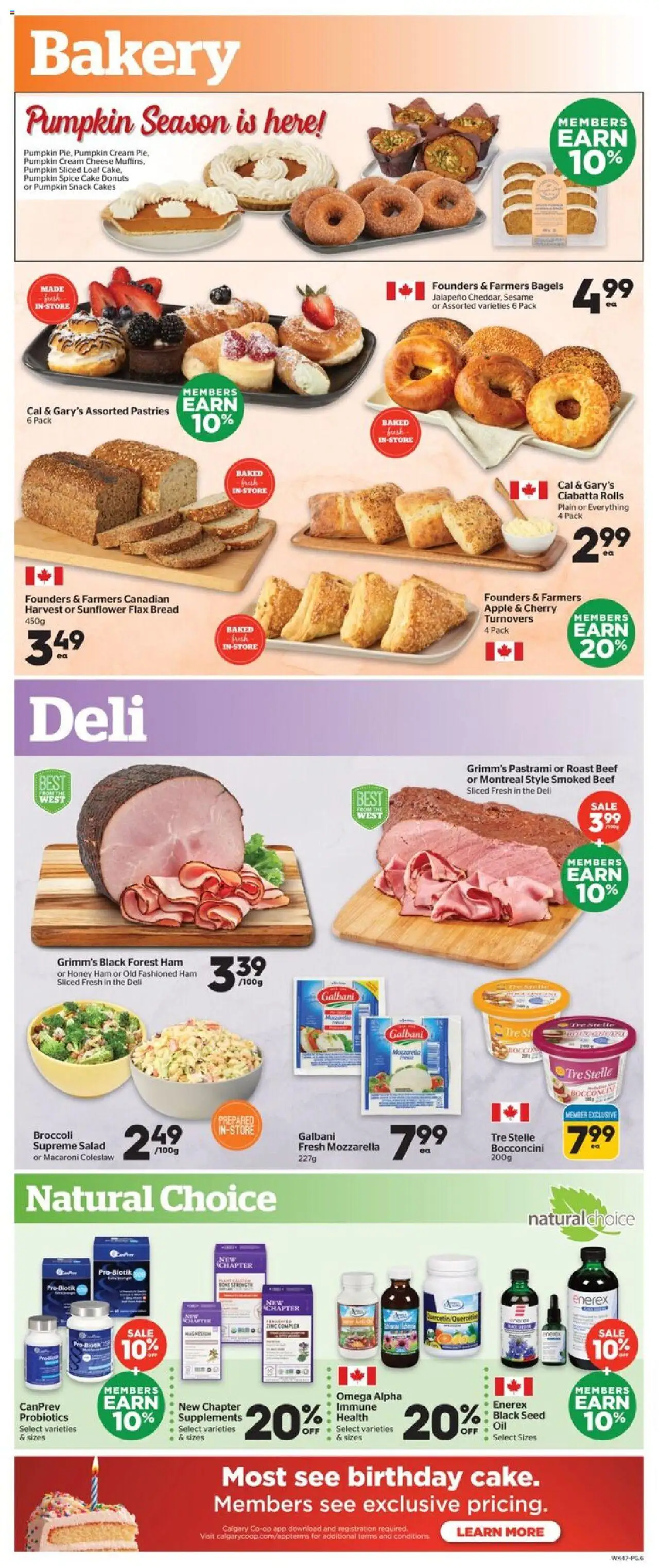 Calgary Co-op flyer valid from 25.09.2025 | Page: 6 | Products: Cream, Salad, Bread, Pumpkin
