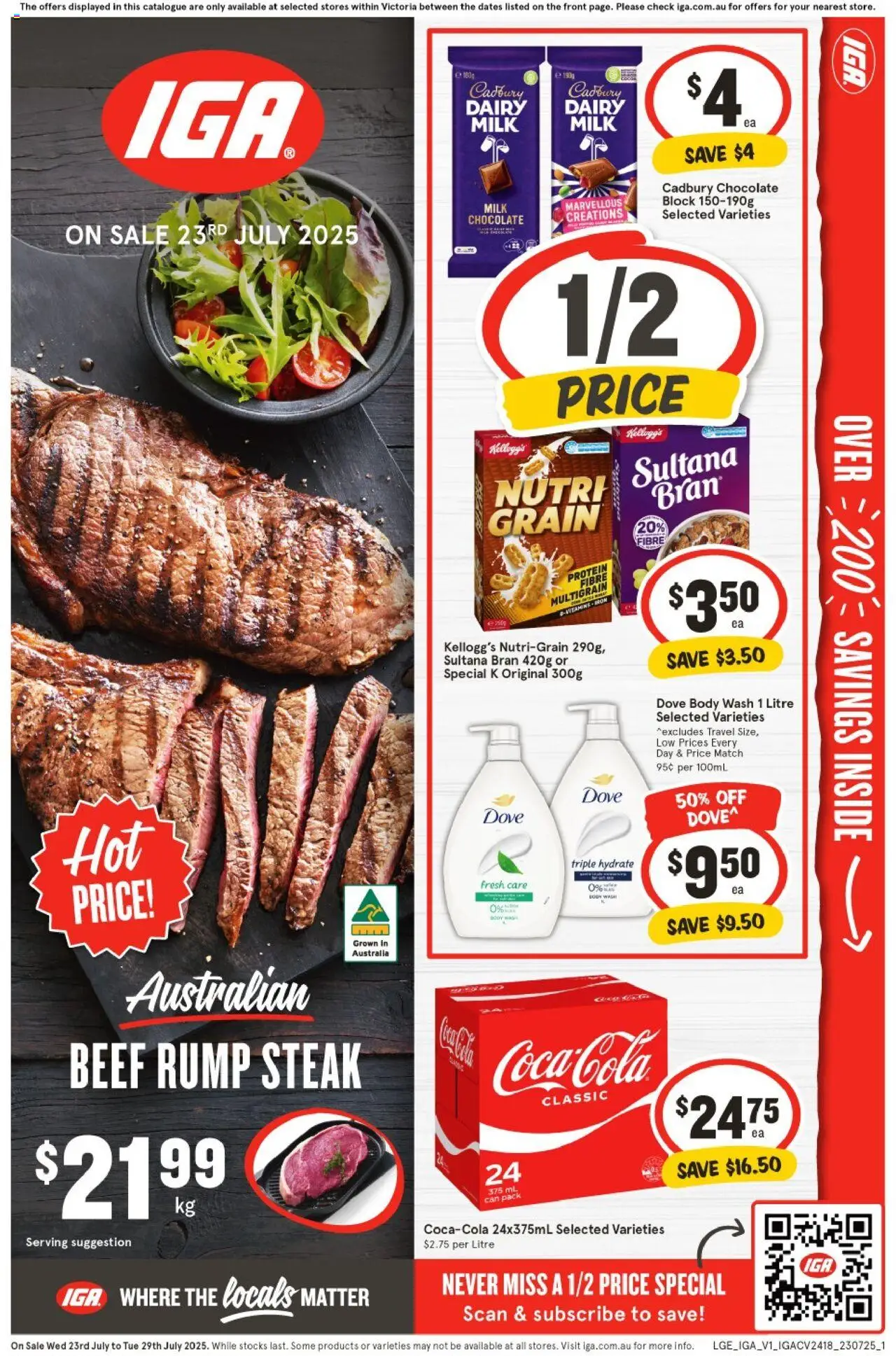 IGA catalogue - valid from 23.07.2025 | Page: 1 | Products: Milk, Dairy, Chocolate, Steak