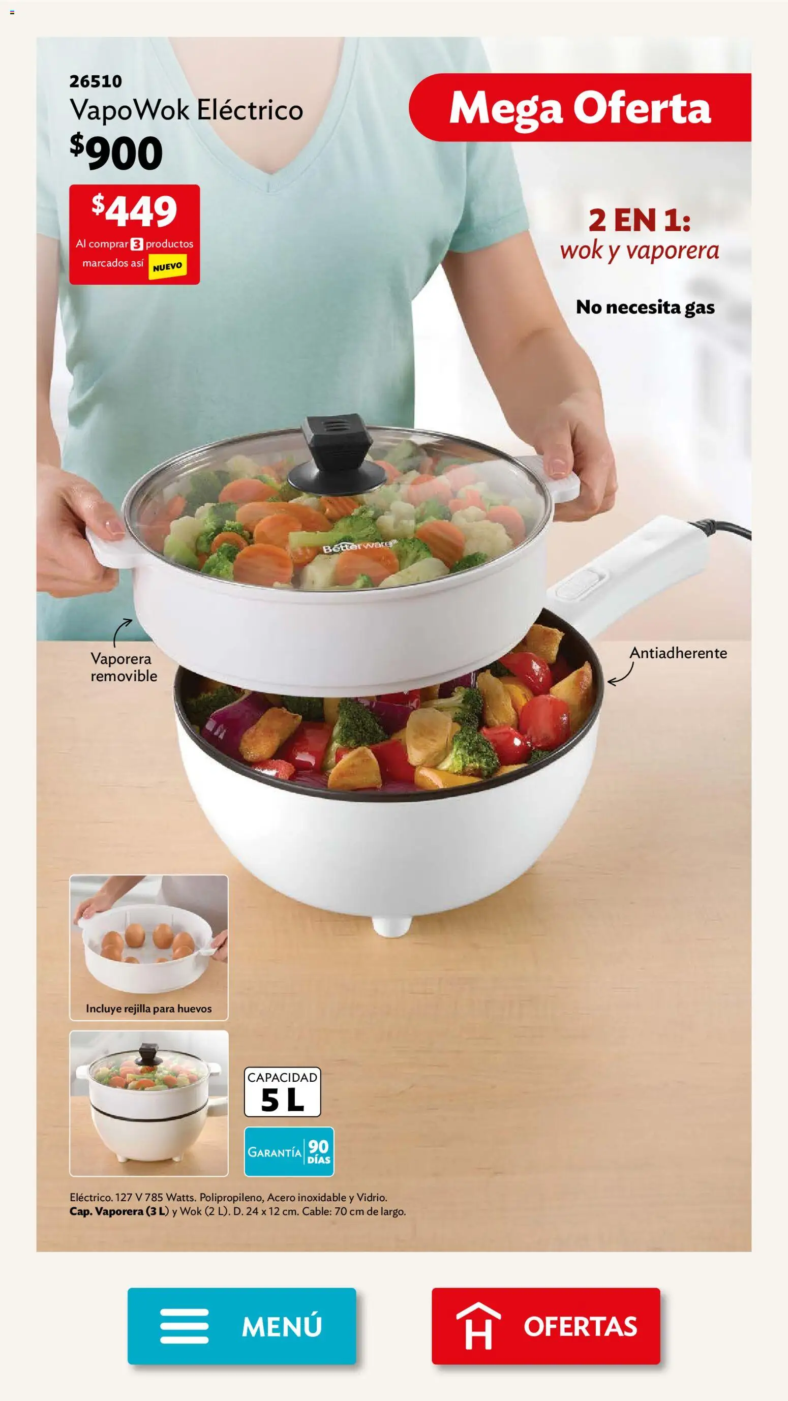 Nuevas ofertas de Betterware válidas en toda la República Mexicana desde el 05.01.2026. ¡Encuentra las mejores ofertas en Betterware campaña 1 2026! | Página: 8 | Productos: Huevos, Cable, Rejilla, Wok