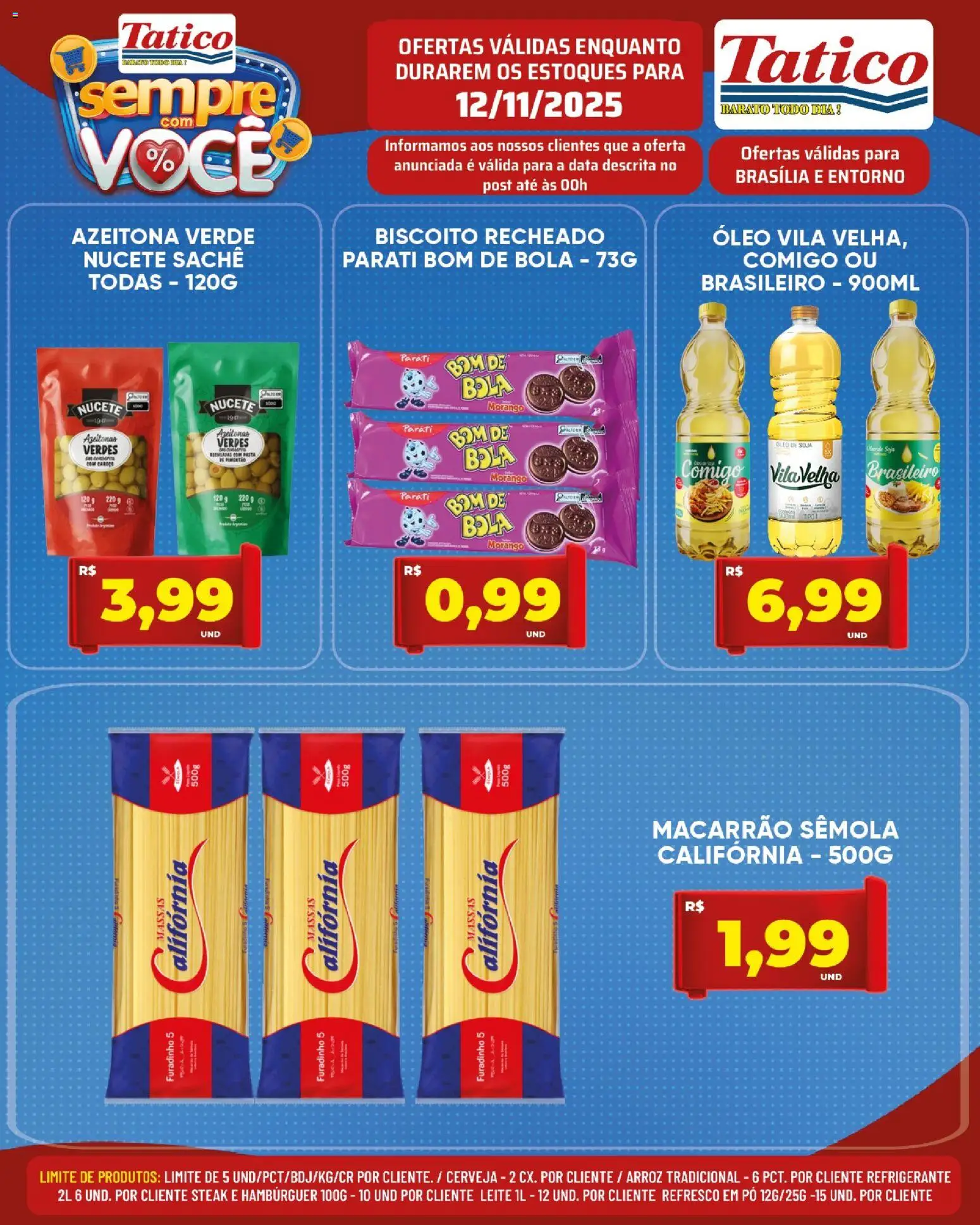 Tatico Folheto - válido de 12.11.2025 | Página: 3 | Produtos: Leite, Óleo, Arroz, Macarrão