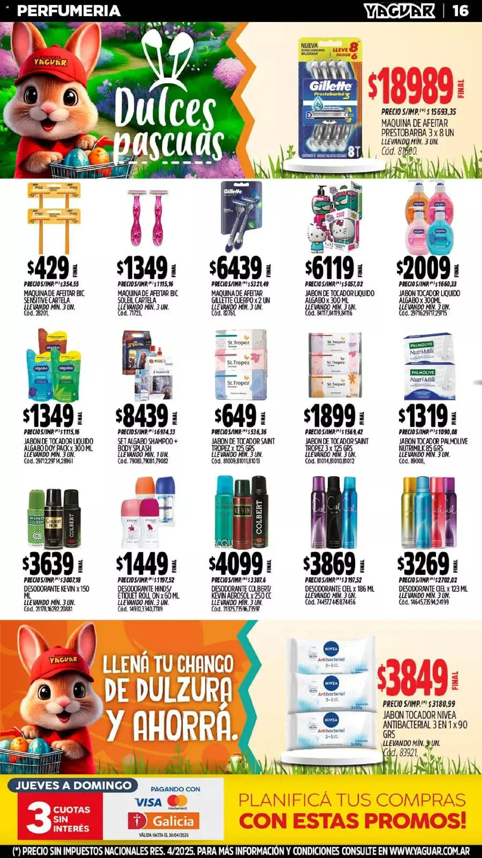 Yaguar - Oferta Semanal Mar del Plata │ válido desde el 30.03.2026 | Página: 16 | Productos: Body, Maquina de afeitar, Jabón, Desodorante