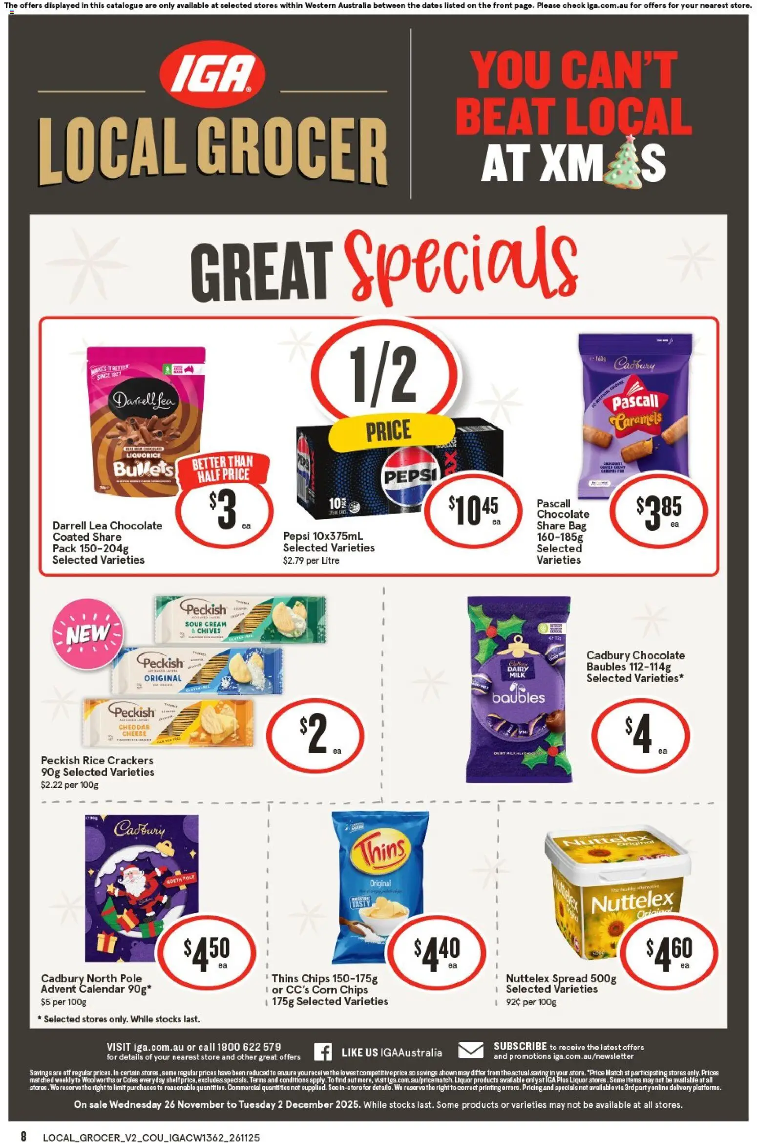 IGA catalogue - valid from 26.11.2025 | Page: 8 | Products: Crackers, Cheese, Pepsi, Cream