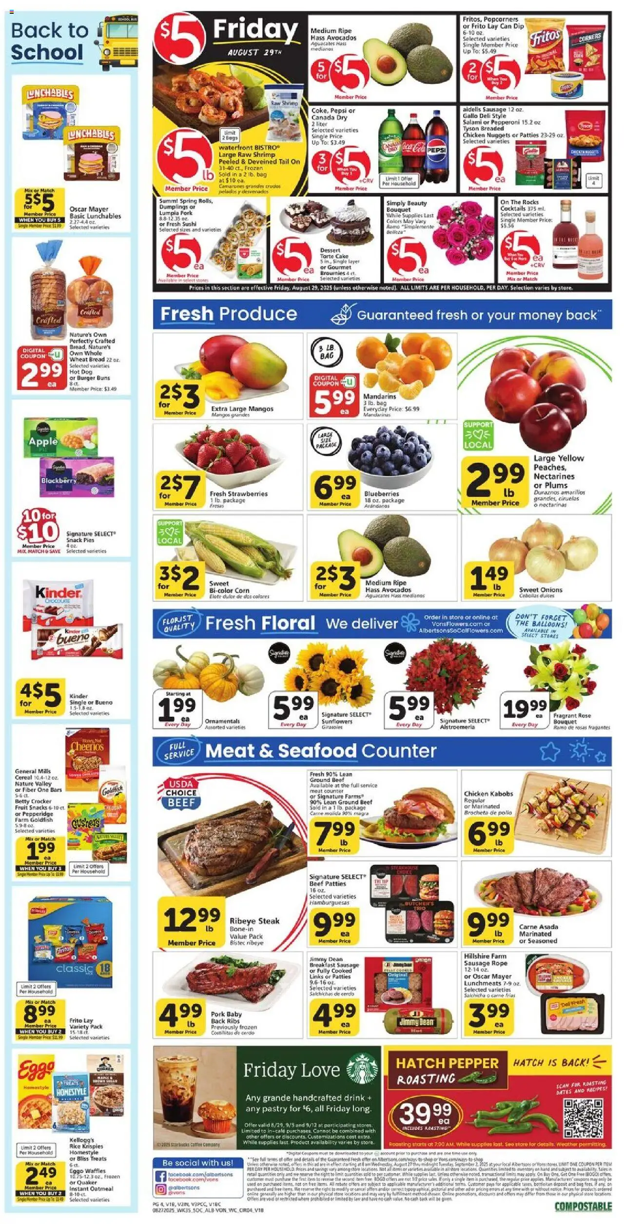 Vons Weekly Ad - valid from 27.08.2025 | Page: 3 | Products: Bread, Beef, Strawberries, Seafood