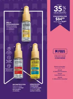Vista previa de BRILLO EXTRAORDINARIO, Suaviza las puntas y proporciona brillo extraordinario. Sérum restaurador formulado con tecnología crystal light. Cabello 100% más brillante., nuevo folleto de la tienda, válido en México a partir del 13.03.2026 | Página: 193
