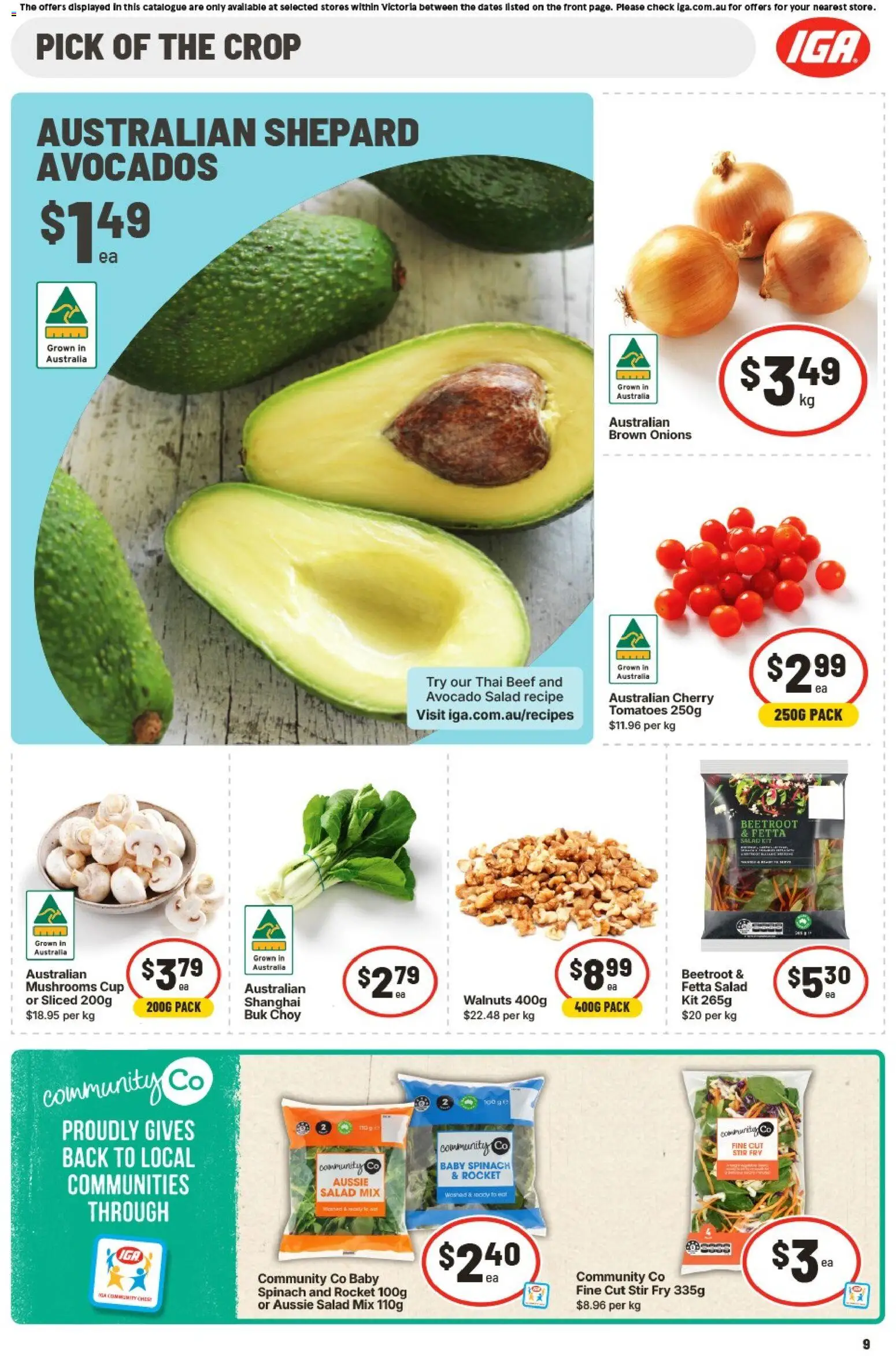 IGA catalogue - valid from 08.04.2026 | Page: 13 | Products: Mushrooms, Salad, Spinach, Beetroot