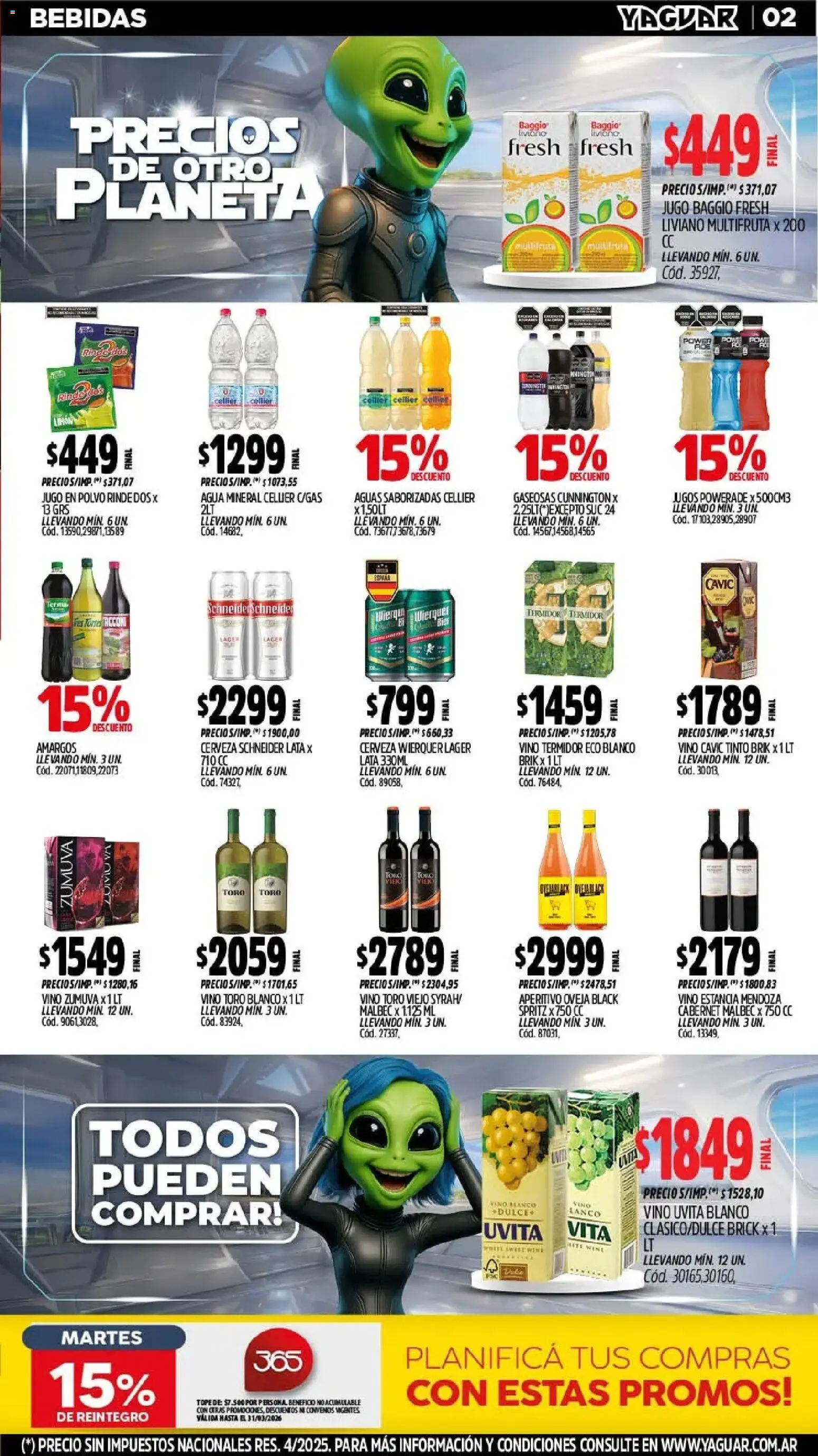 Yaguar - Oferta Semanal Trelew │ válido desde el 02.03.2026 | Página: 3 | Productos: Polvo, Agua, Vino, Cerveza