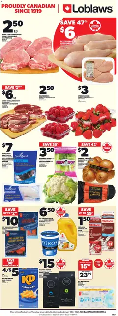 Preview of Loblaws weekly flyer / circulaire from shop Loblaws valid from 22.01.2026 | Page: 3 | Products: Milk, Chocolate, Juice, Pork