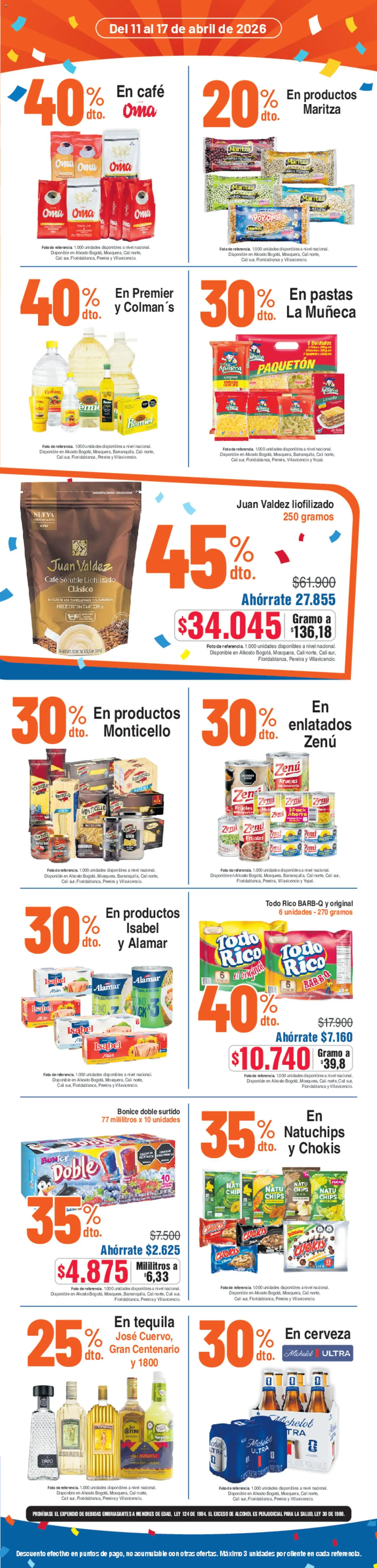 Alkosto revista - valida desde el 11.04.2026 | Página: 3 | Productos: Fríjoles, Arvejas, Café, Cerveza