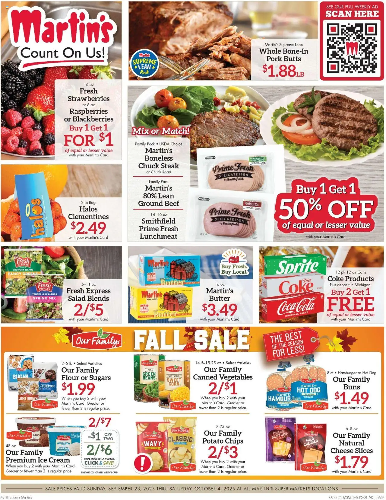 Martin’s Weekly Ad - valid from 28.09.2025 | Page: 1 | Products: Butter, Beef, Salad, Oven