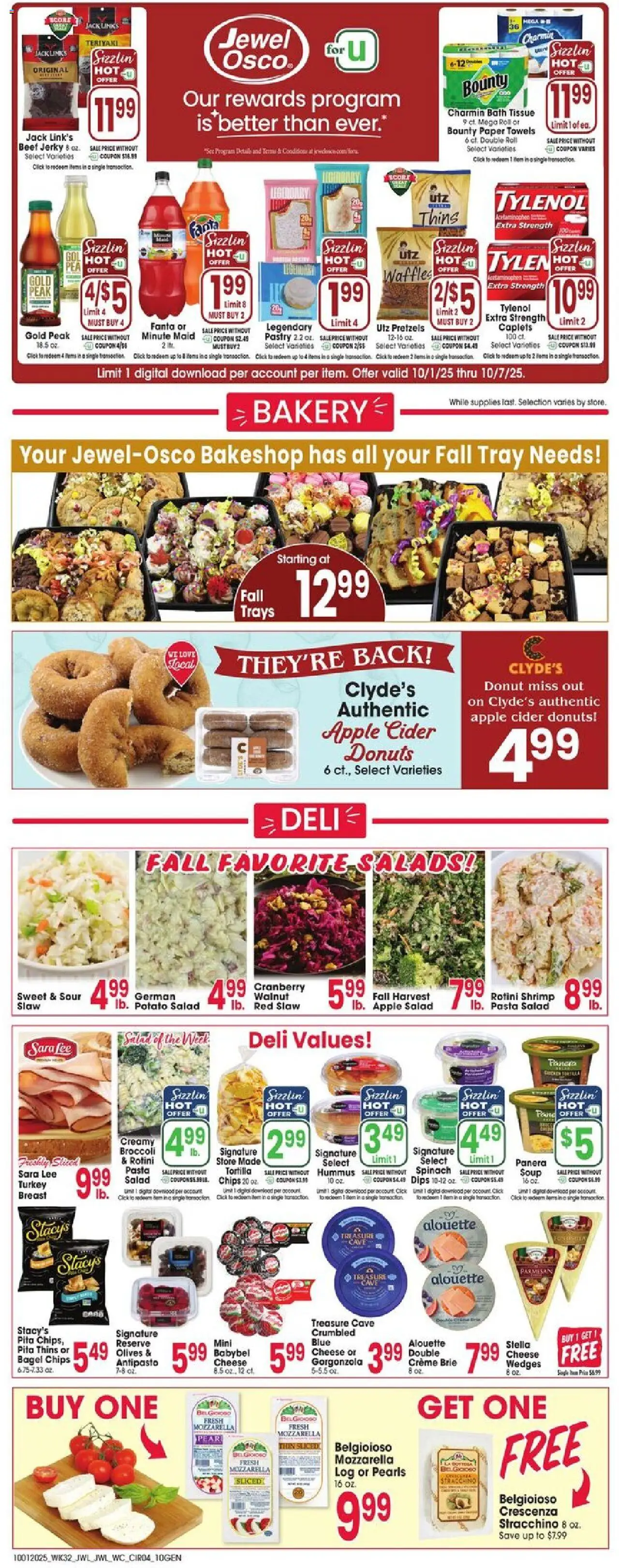 Jewel Osco Weekly Ad - valid from 01.10.2025 | Page: 4 | Products: Spinach, Bath, Cheese, Chips