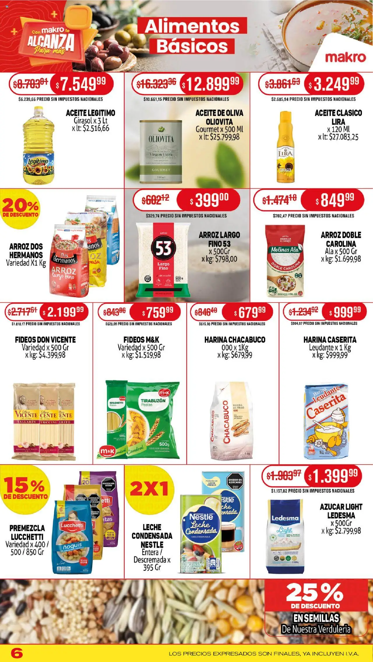 Makro ofertas │ válido desde el 25.09.2025 | Página: 6 | Productos: Harina, Azucar, Semillas, Arroz