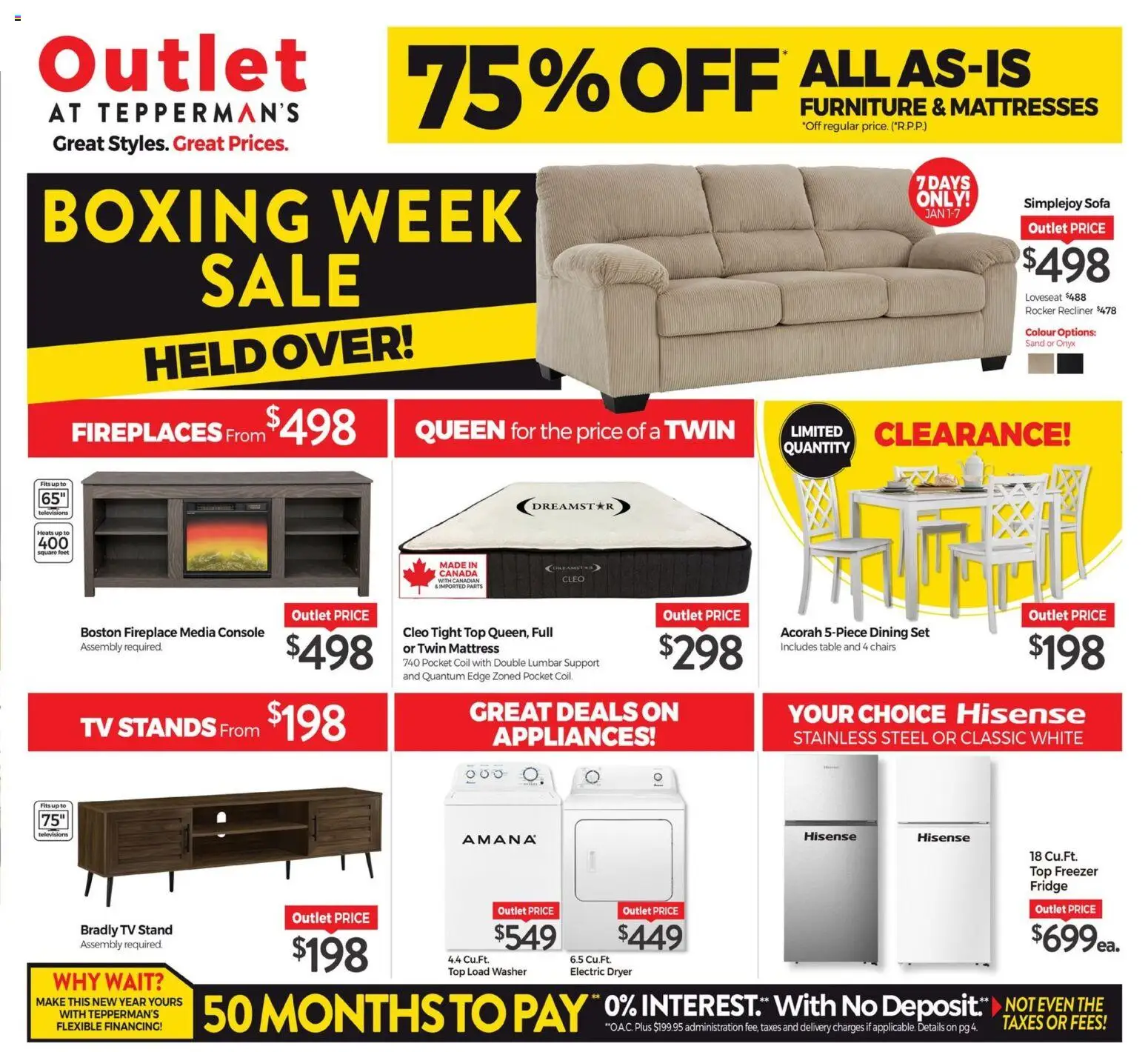 Tepperman's flyer valid from 01.01.2026 | Page: 8 | Products: Tv, Freezer, Sofa, Table