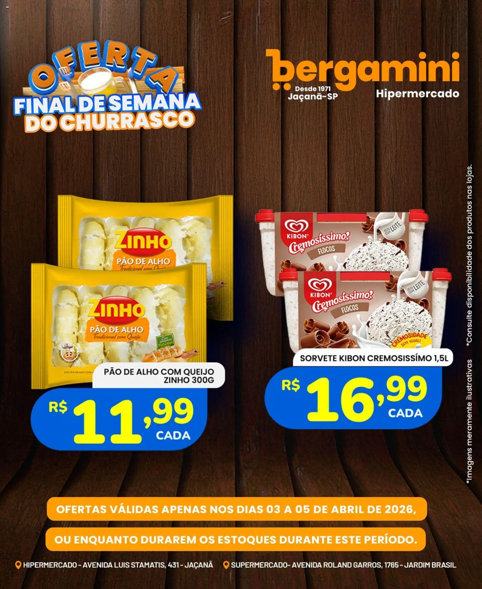 Supermercado Bergamini Folheto - válido de 03.04.2026 | Página: 4 | Produtos: Pao de alho, Pão, Flocos, Sorvete