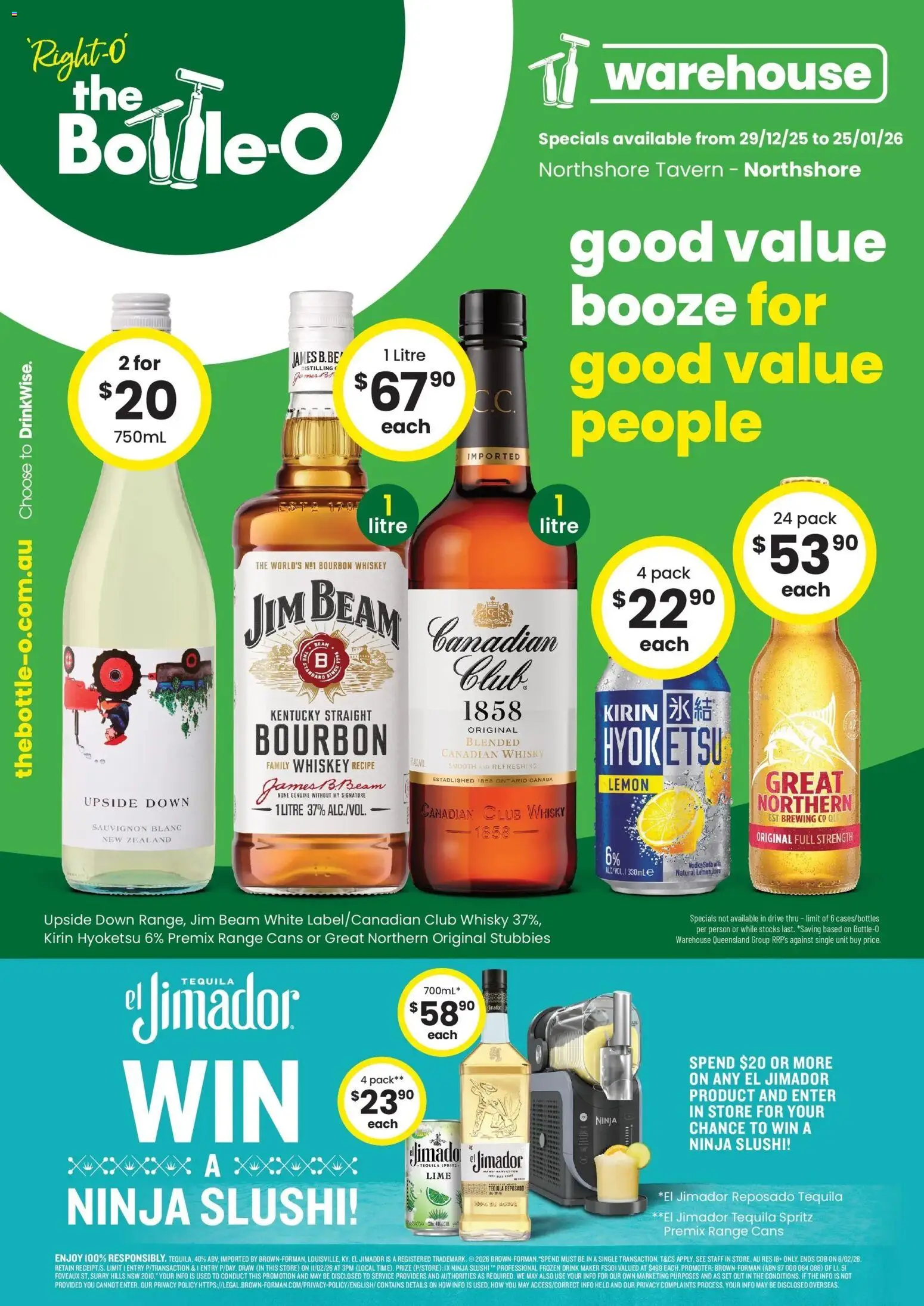 The Bottle-O catalogue - valid from 29.12.2025 | Page: 1 | Products: Bourbon, Vodka, Lemon, Lime