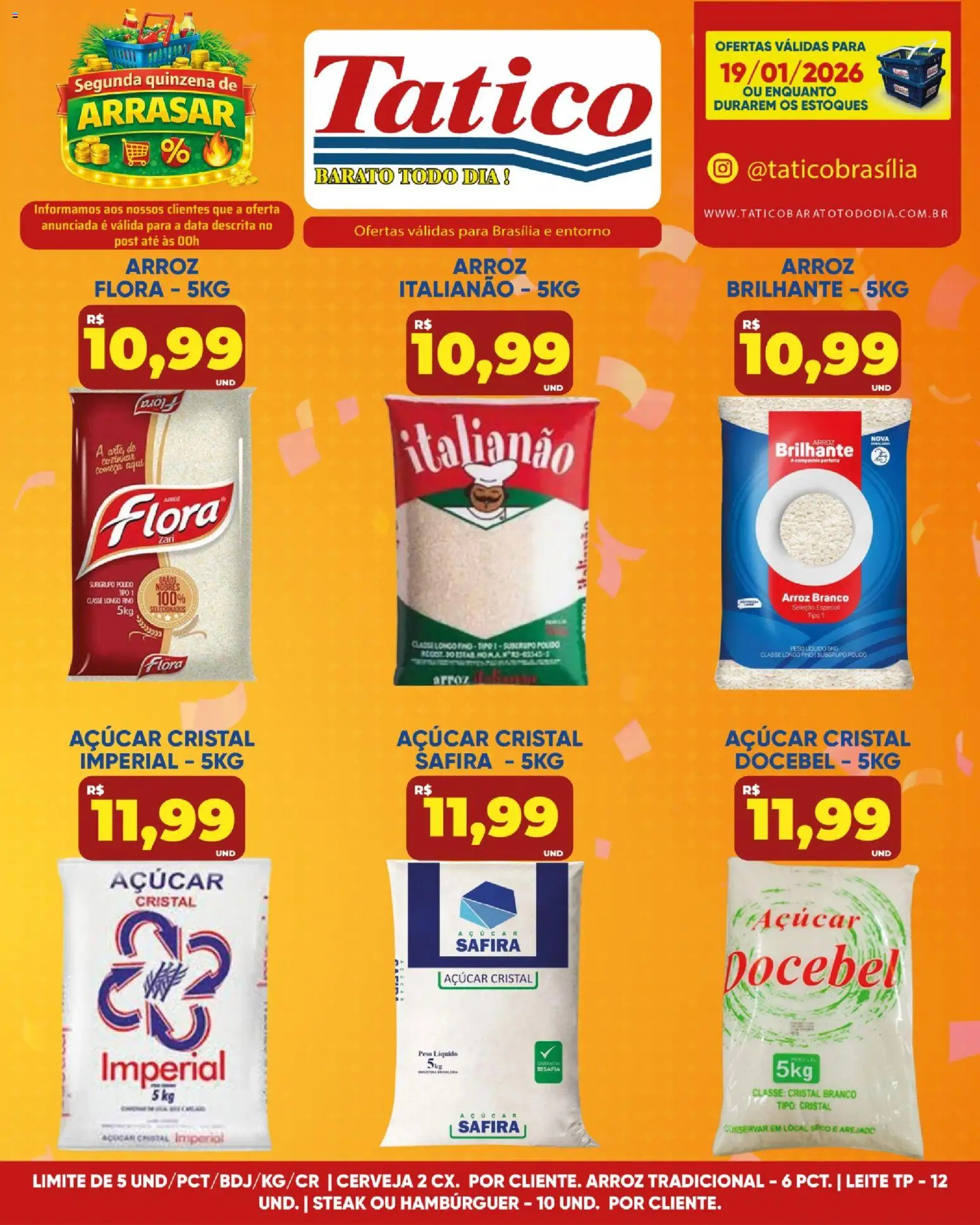 Tatico Folheto - válido de 19.01.2026 | Página: 1 | Produtos: Leite, Cerveja, Arroz, Hambúrguer