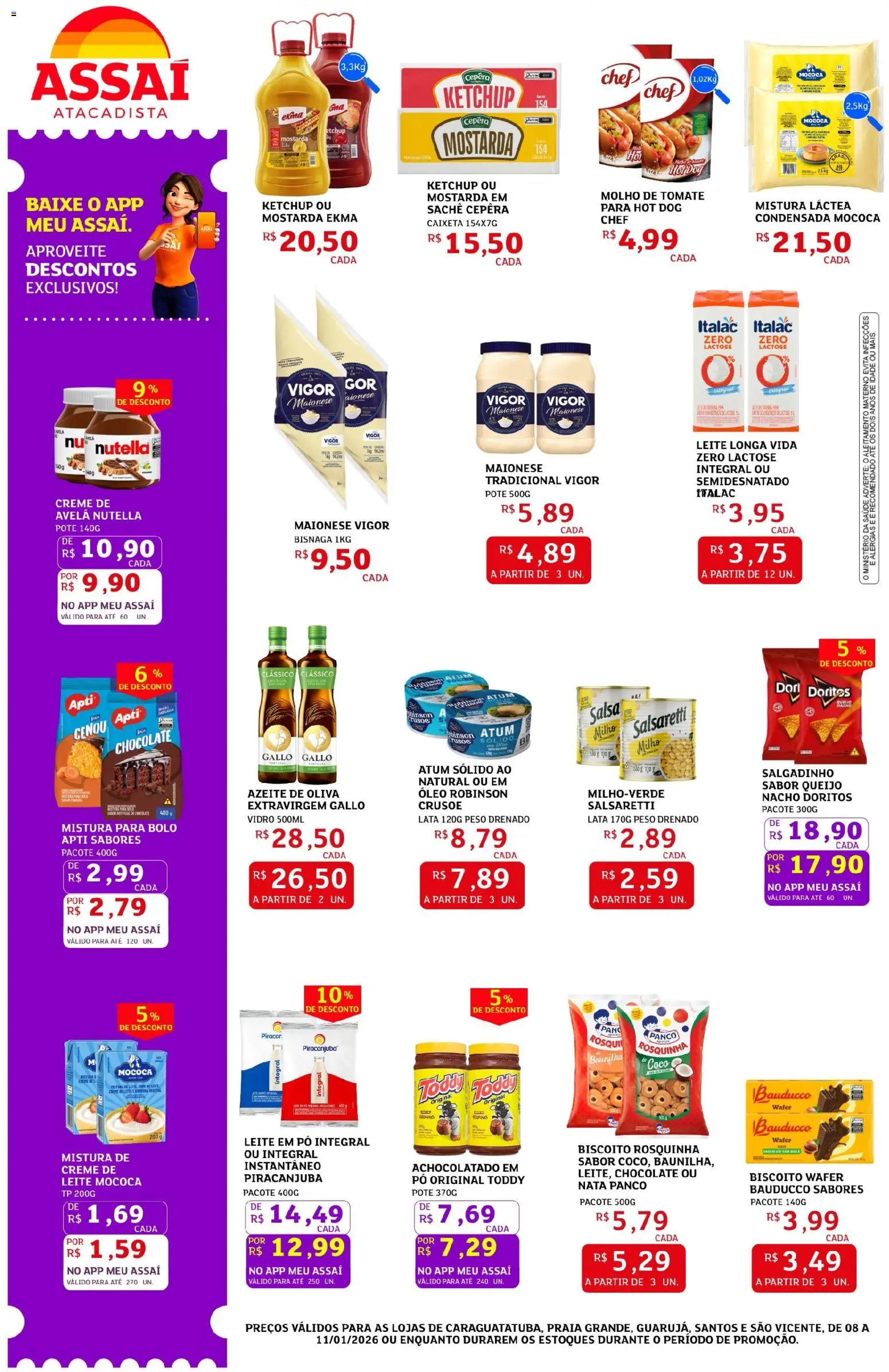Assaí Atacadista Folheto - válido de 08.01.2026 | Página: 2 | Produtos: Maionese vigor, Leite, Nata, Azeite