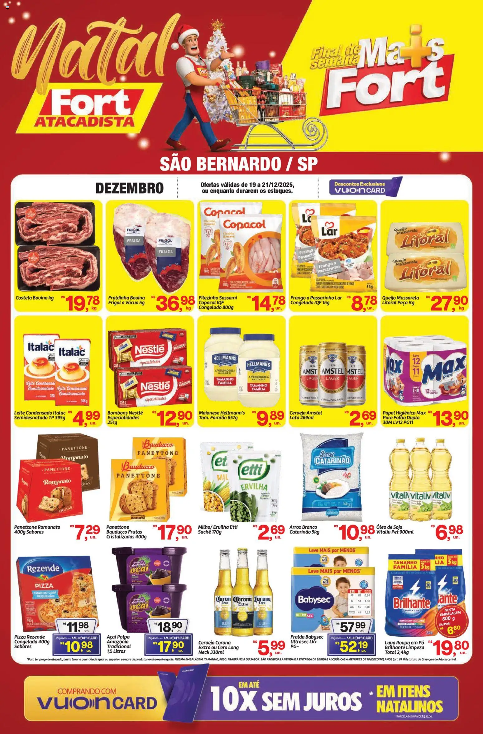 Fort Atacadista Folheto - válido de 19.12.2025 | Página: 1 | Produtos: Mussarela litoral, Panettone, Frango, Açaí