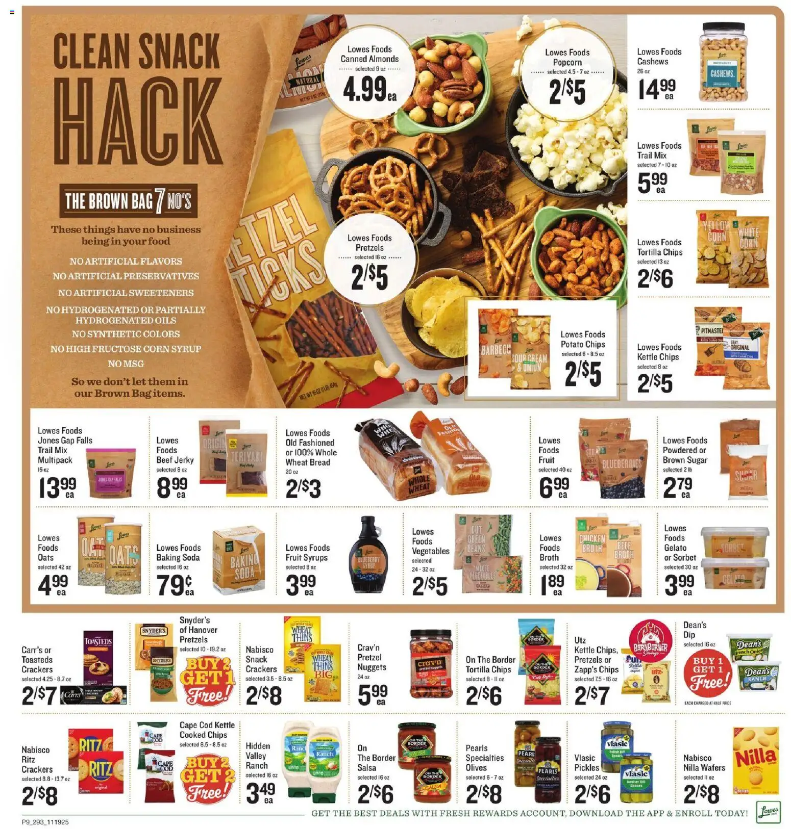 Lowes Foods Weekly Ad - SC - valid from 19.11.2025 | Page: 9 | Products: Sour cream, Chips, Vegetables, Onion