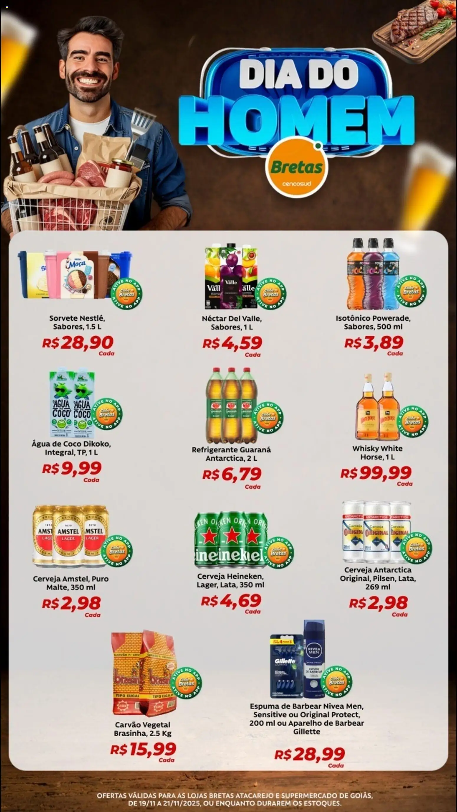 Bretas Folheto - válido de 19.11.2025 | Página: 1 | Produtos: Carvão vegetal, Água de coco, Aparelho de barbear, Isotônico