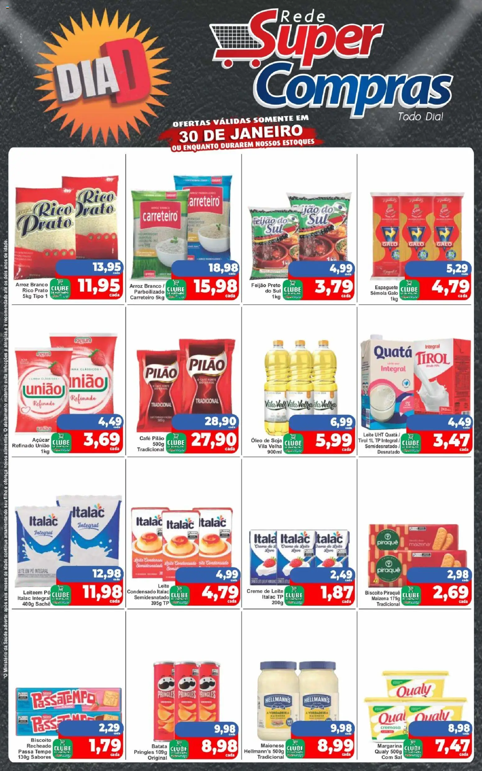 Rede Super Compras Folheto - válido de 30.01.2026 | Página: 1 | Produtos: Espaguete, Arroz, Maionese, Margarina
