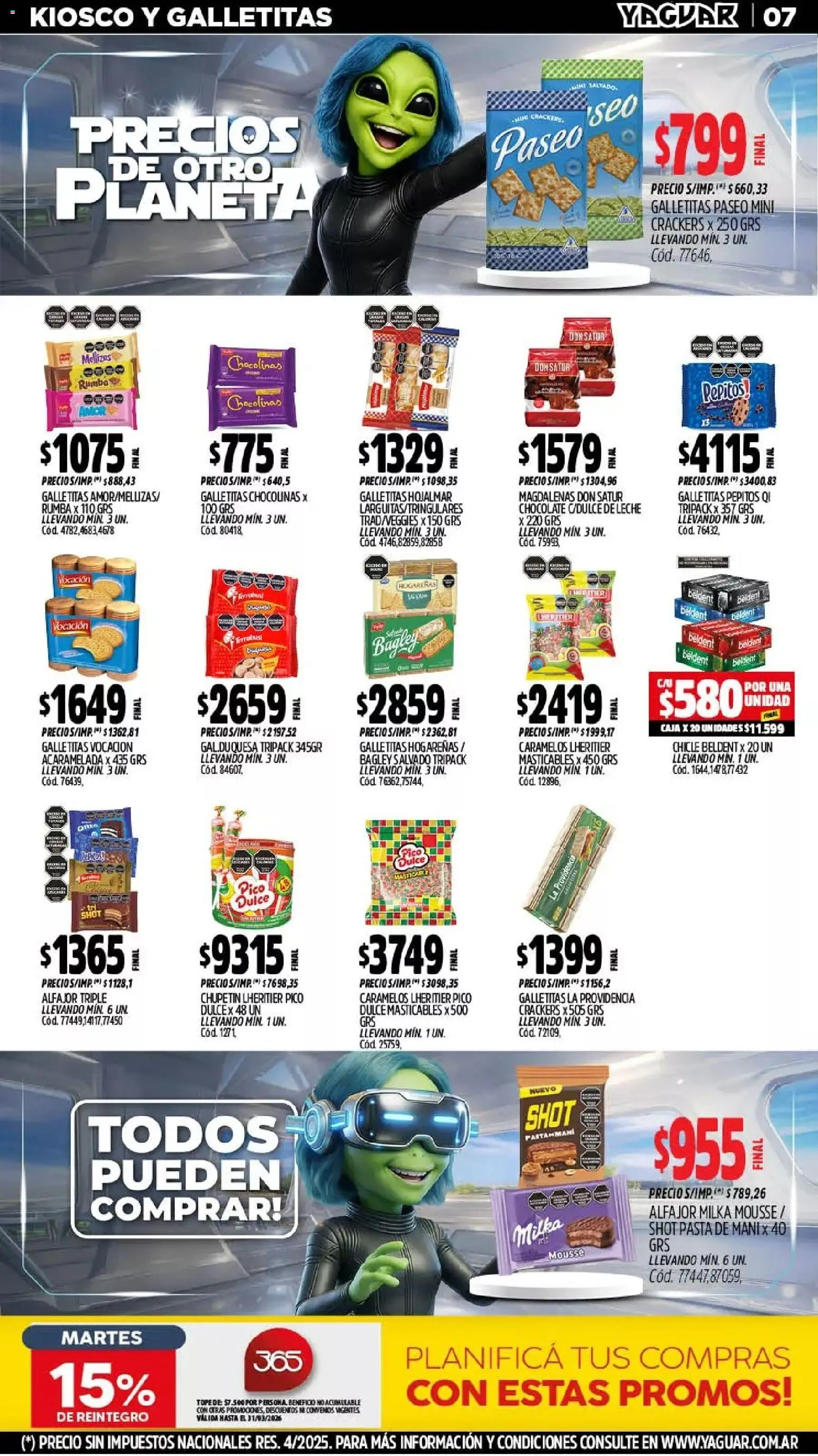 Yaguar - Oferta Semanal Misiones │ válido desde el 11.03.2026 | Página: 7 | Productos: Pico, Galletitas, Leche, Chocolate