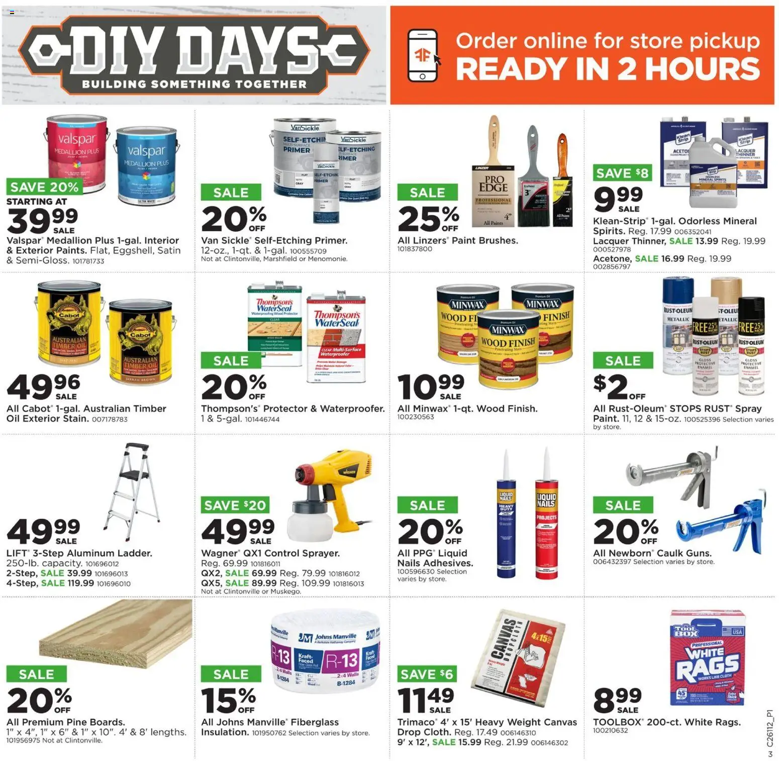 Mills Fleet Farm DIY Days - valid from 09.03.2026 | Page: 3 | Products: Ladder, Canvas, Oil, Weight